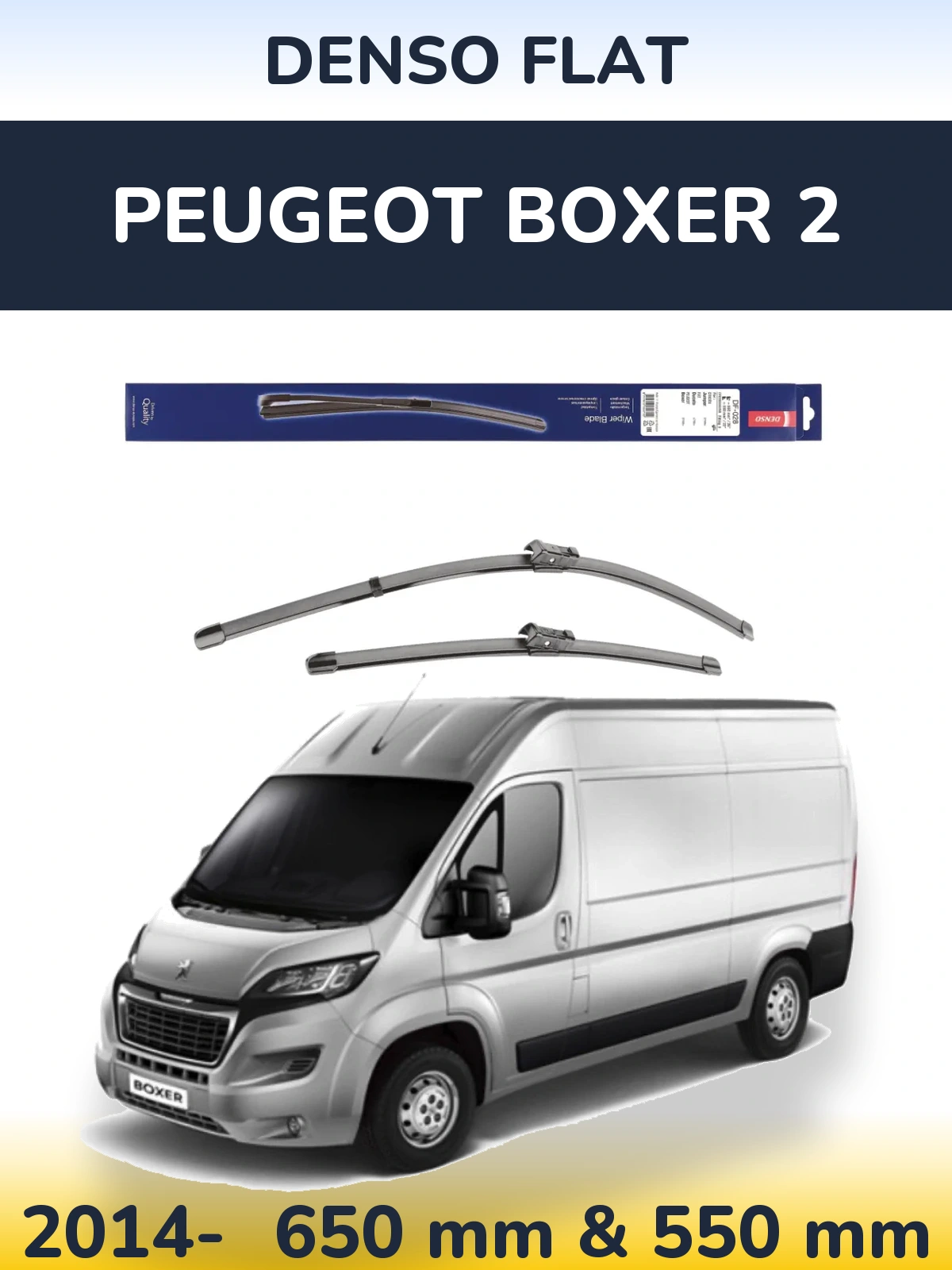 Комплект передних дворников Denso Flat 650 & 550 мм для Peugeot Boxer 2 2014-2026