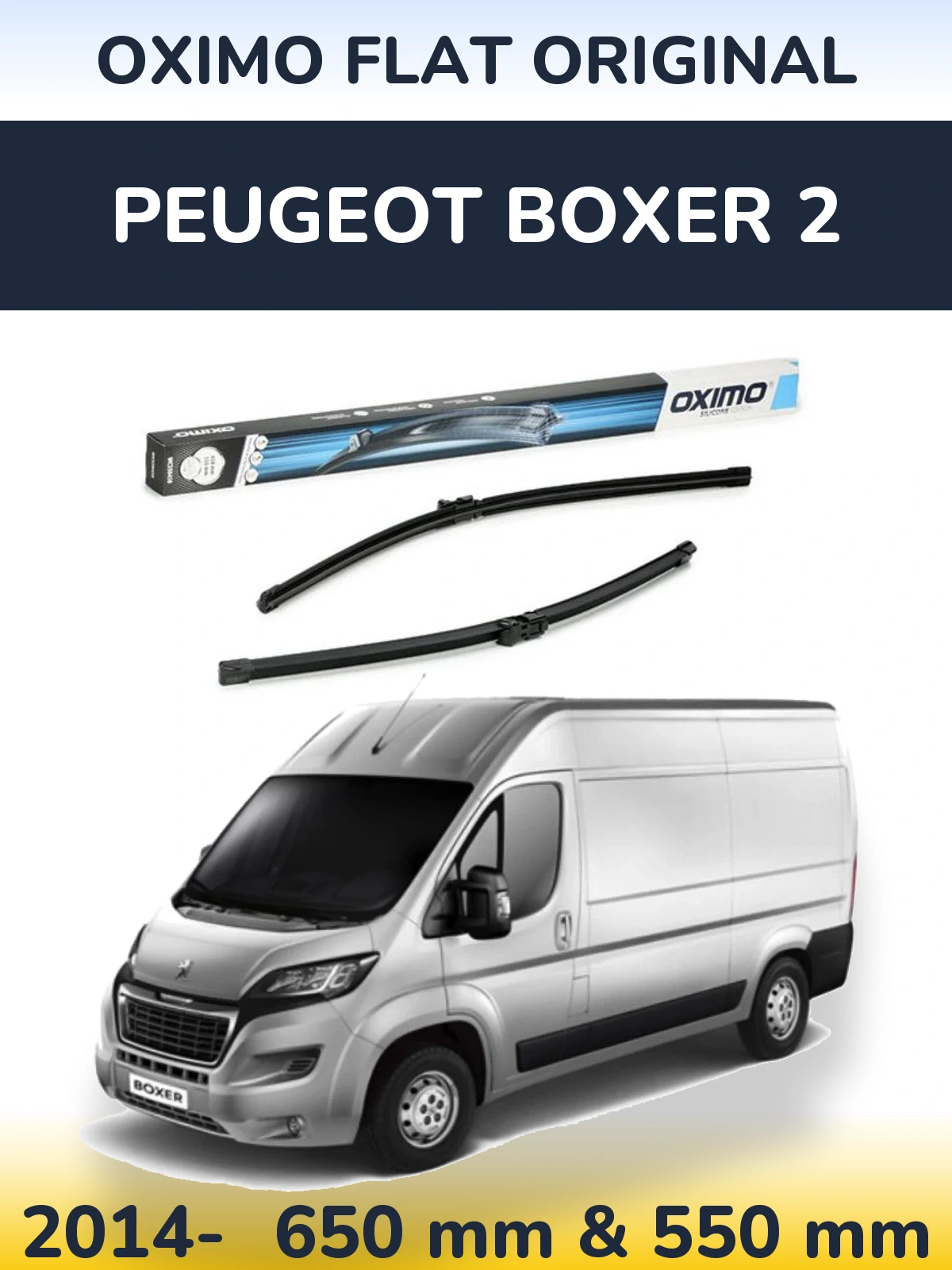 Комплект передних дворников Oximo Flat Original 650 & 550 мм для Peugeot Boxer 2 2014-2026