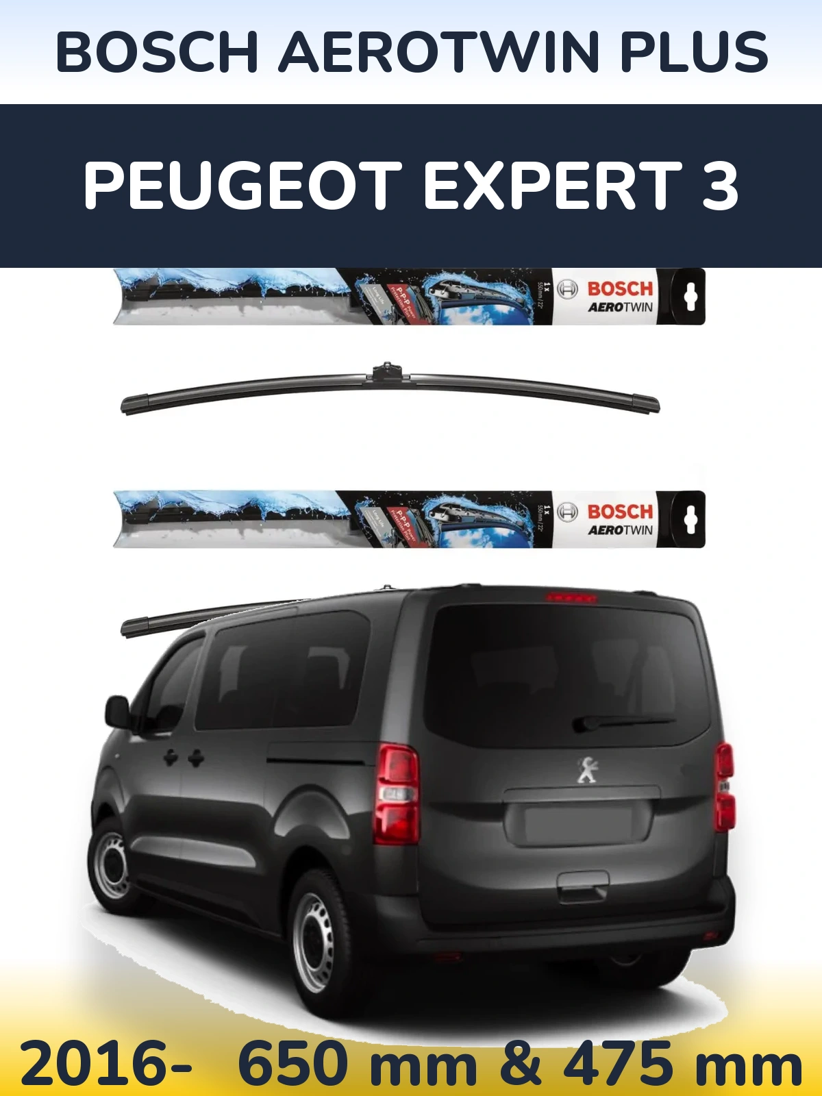 Komplet przednich wycieraczek BOSCH AeroTwin Plus 650 & 475 mm do Peugeot Expert 3 2016-2026