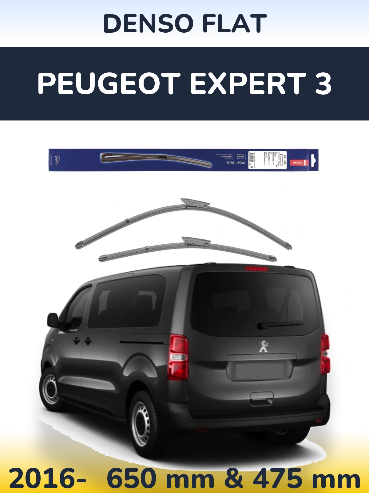 Komplet przednich wycieraczek Denso Flat 650 & 450 mm do Peugeot Expert 3 2016-2026