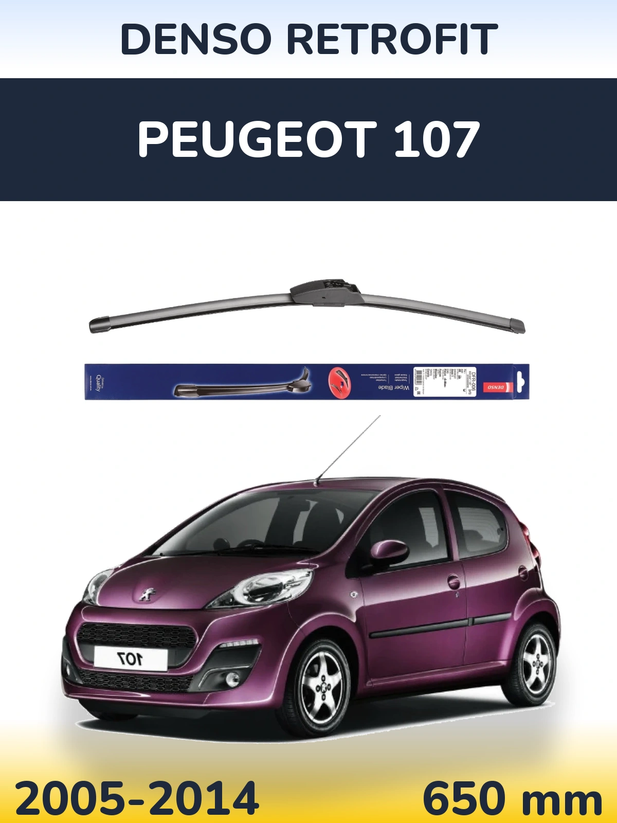 Передний дворник Denso Retrofit 650 мм для Peugeot 107 2005-2014