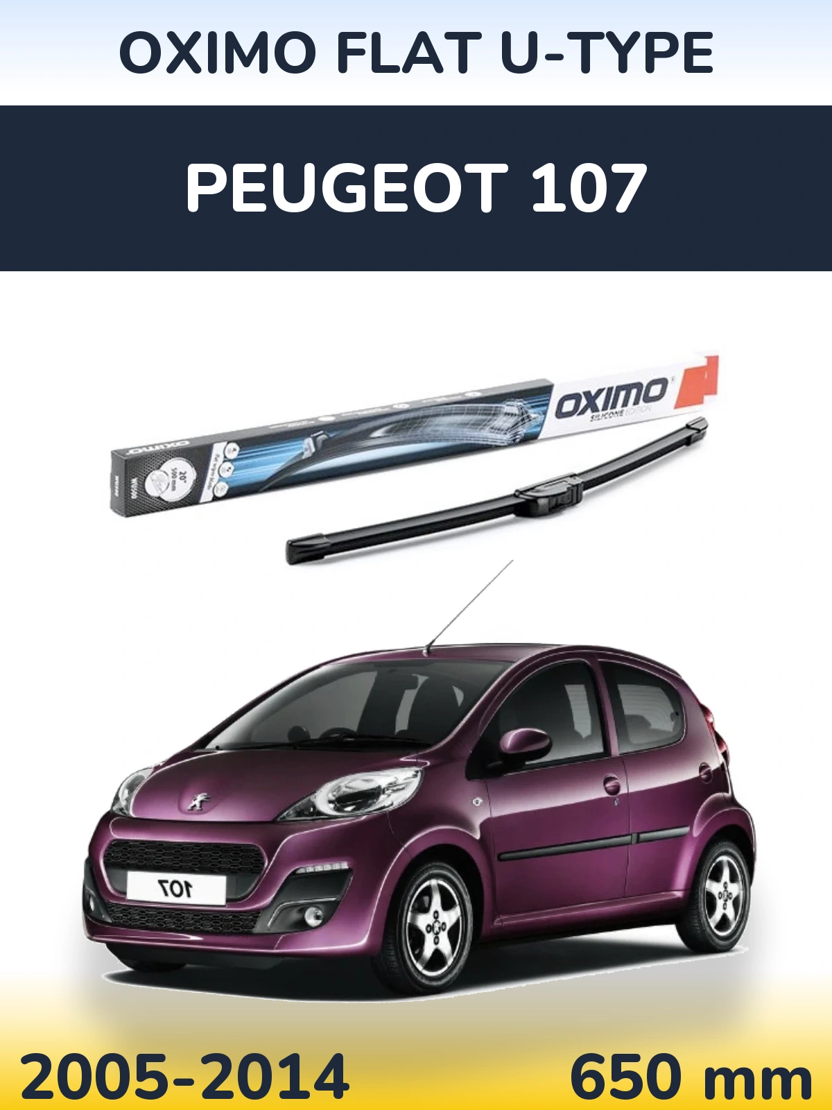 Przednia wycieraczka Oximo Flat U-type 650 mm do Peugeot 107 2005-2014