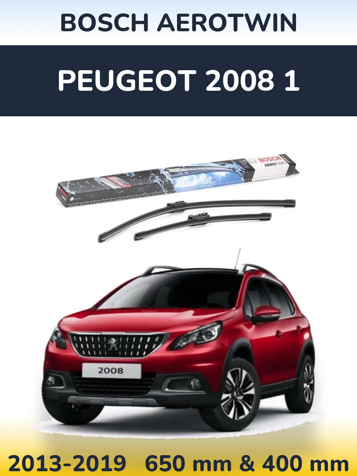 Комплект передніх щіток BOSCH AeroTwin 650 & 400 мм для Peugeot 2008 1 2013-2019