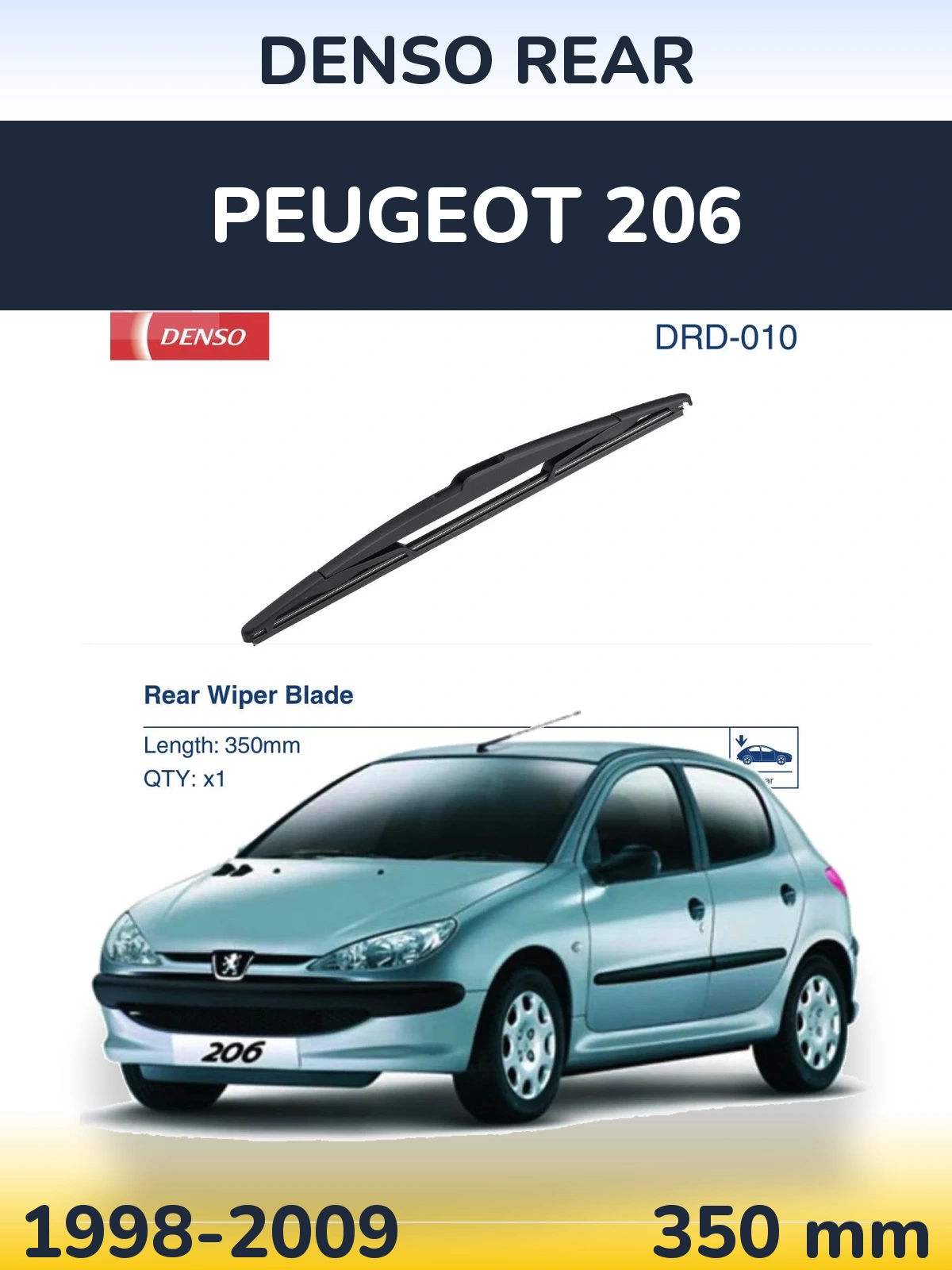 Rear wiper blade Denso Rear 350 mm for Peugeot 206 1998-2009