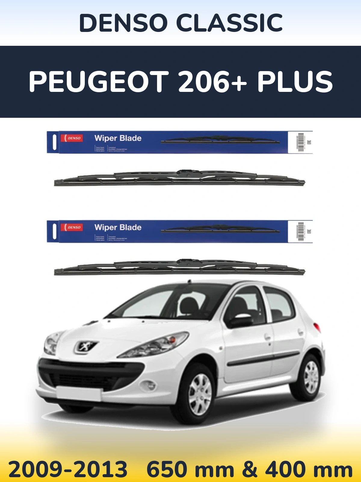 Komplet przednich wycieraczek Denso Classic 650 & 400 mm do Peugeot 206+ Plus 2009-2013