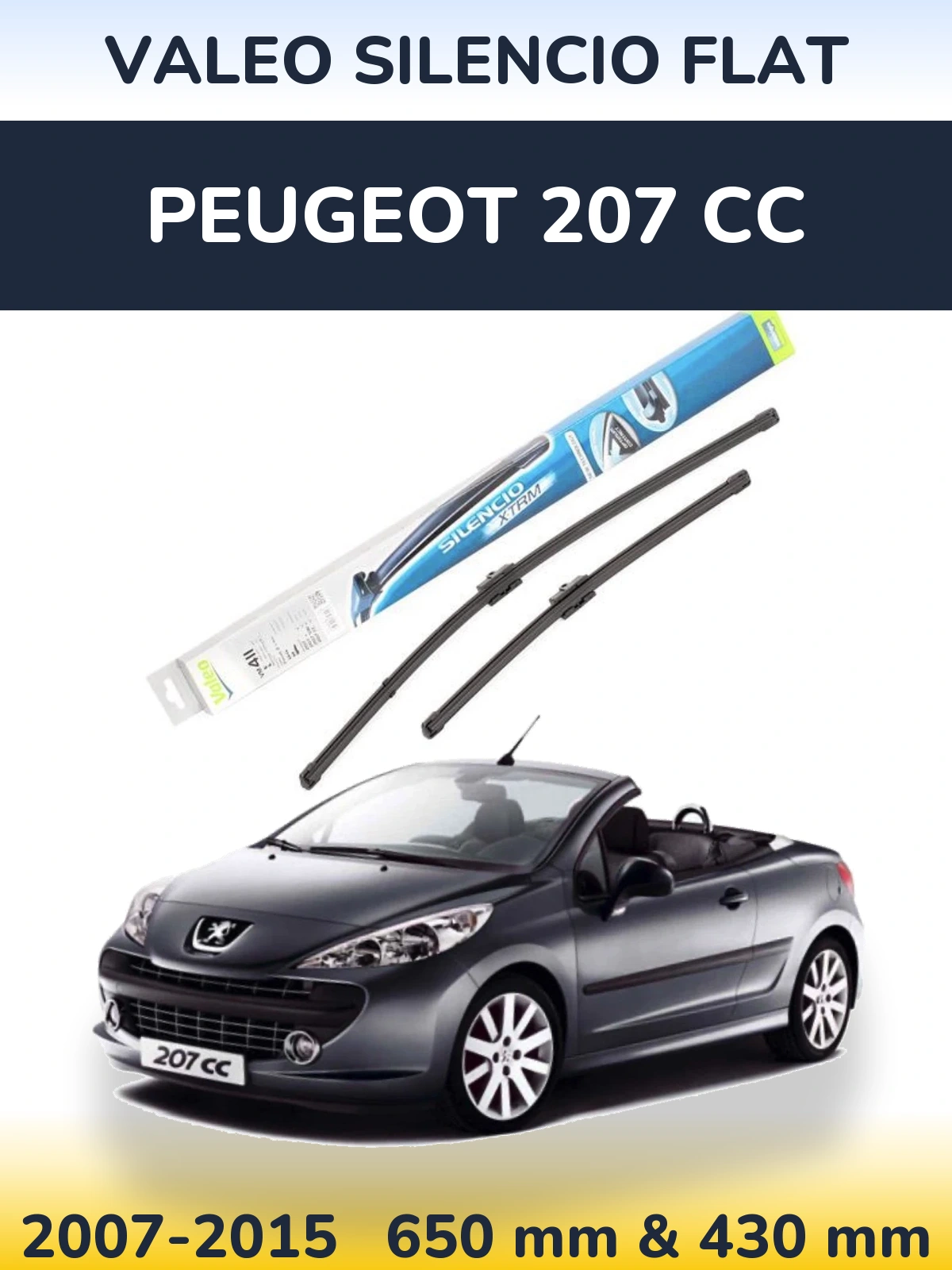 Komplet przednich wycieraczek Valeo Silencio Flat 650 & 420 mm do Peugeot 207 CC 2007-2015