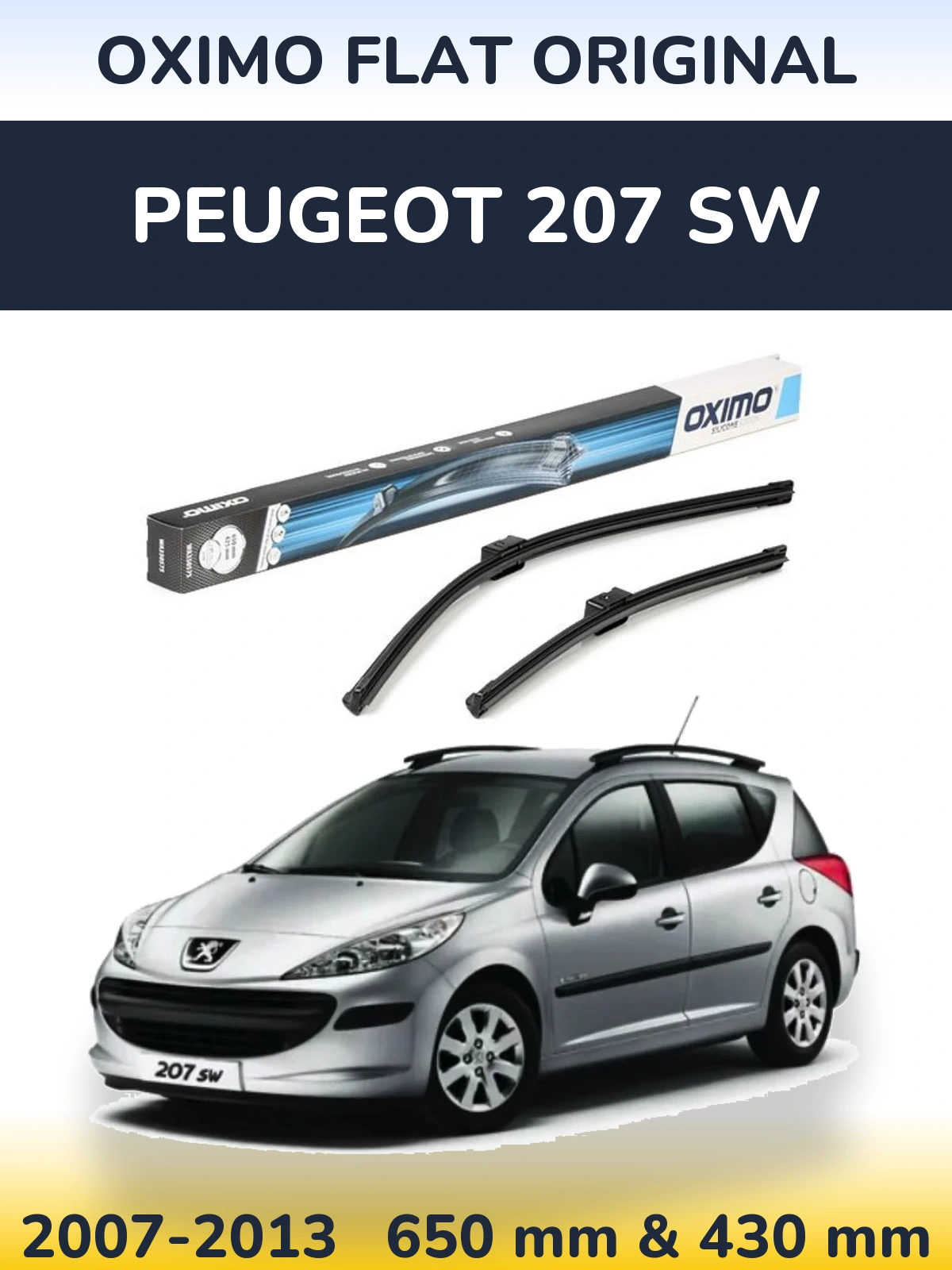 Комплект передних дворников Oximo Flat Original 650 & 430 мм для Peugeot 207 SW 2007-2013