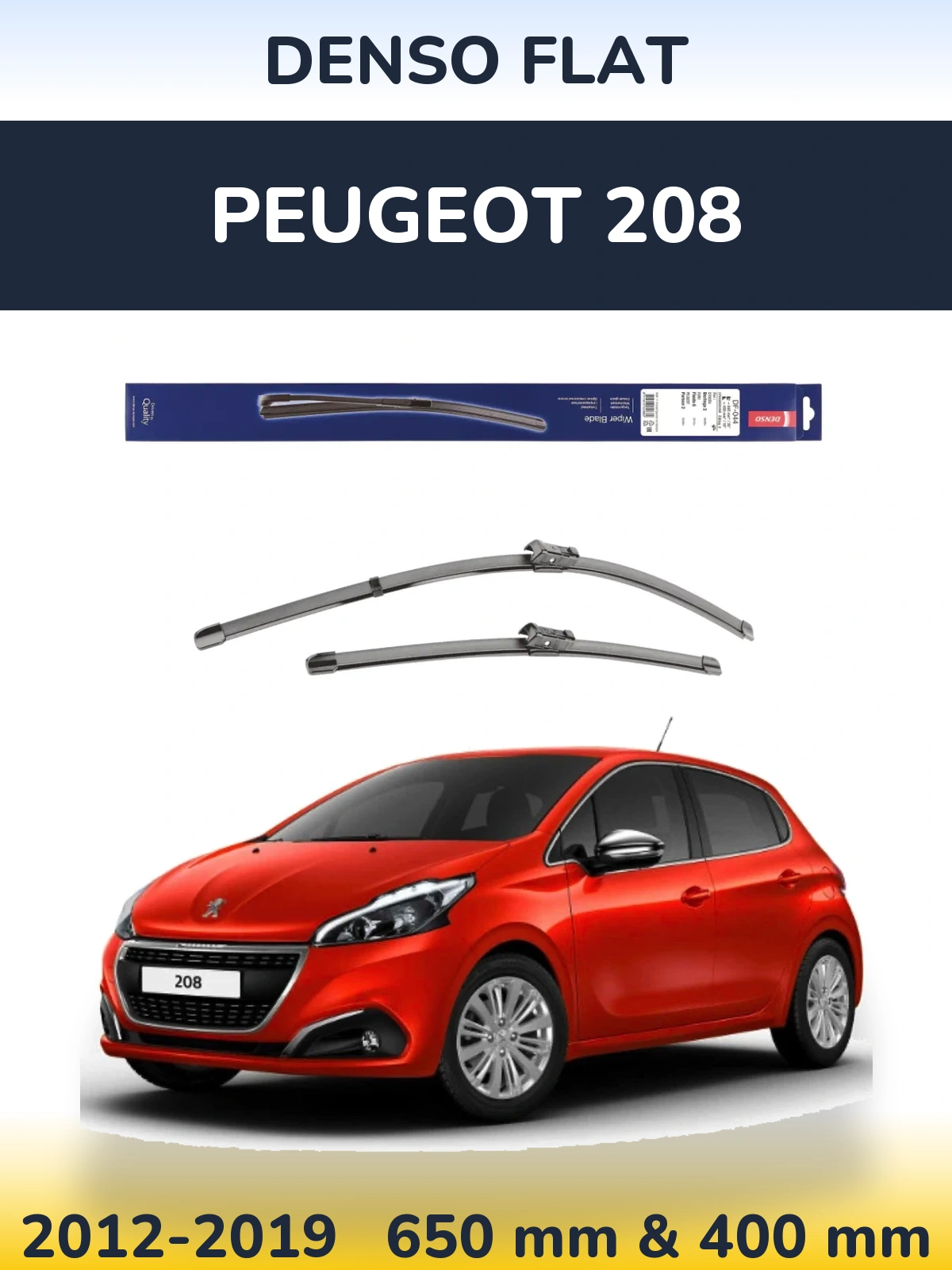 Komplet przednich wycieraczek Denso Flat 650 & 400 mm do Peugeot 208 2012-2019