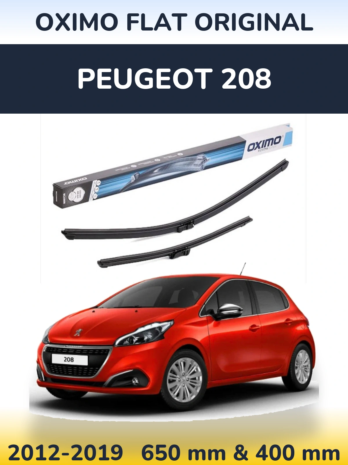 Komplet przednich wycieraczek Oximo Flat Original 650 & 400 mm do Peugeot 208 2012-2019