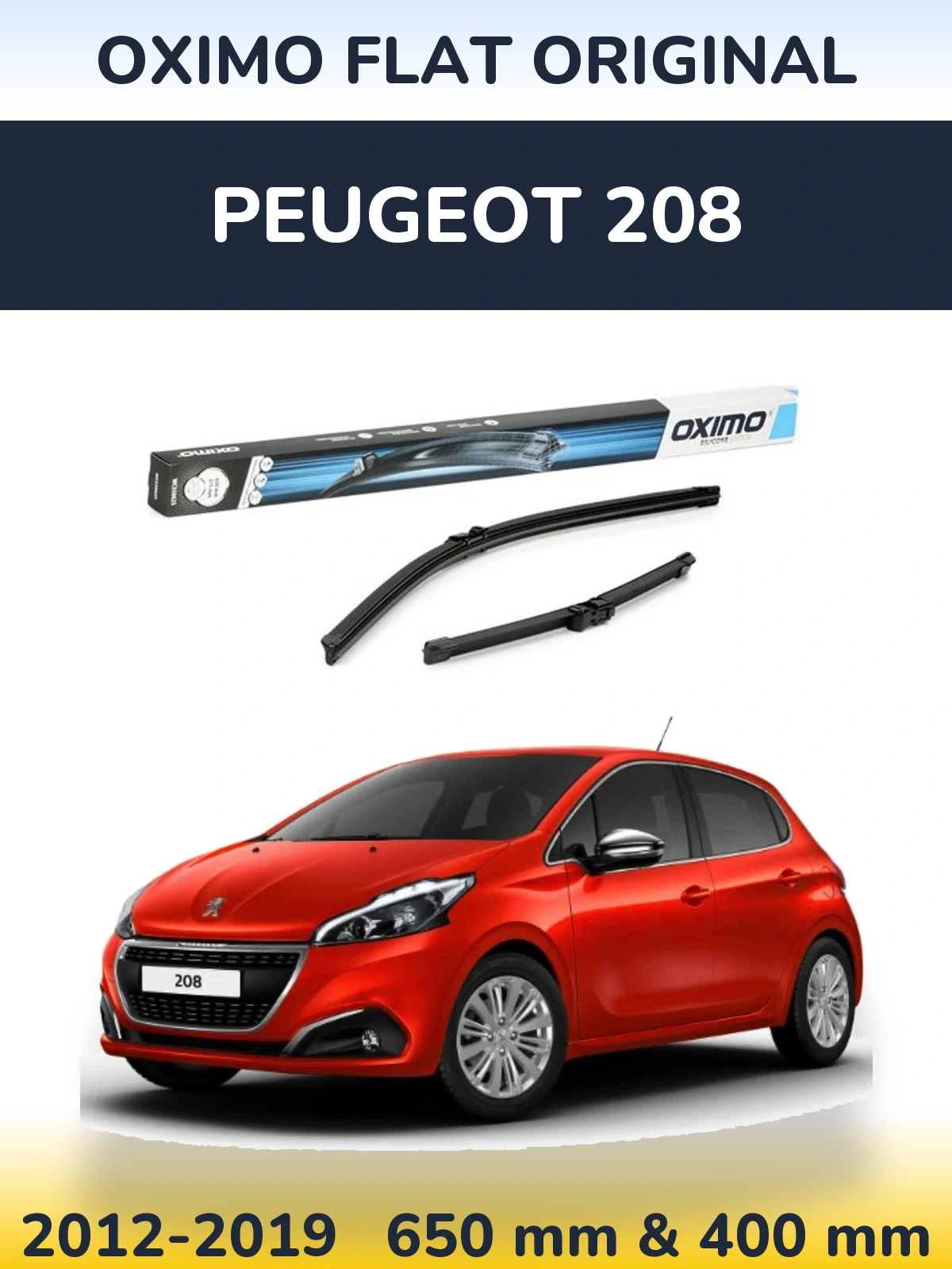 Комплект передніх щіток Oximo Flat Original 650 & 375 мм для Peugeot 208 2012-2019