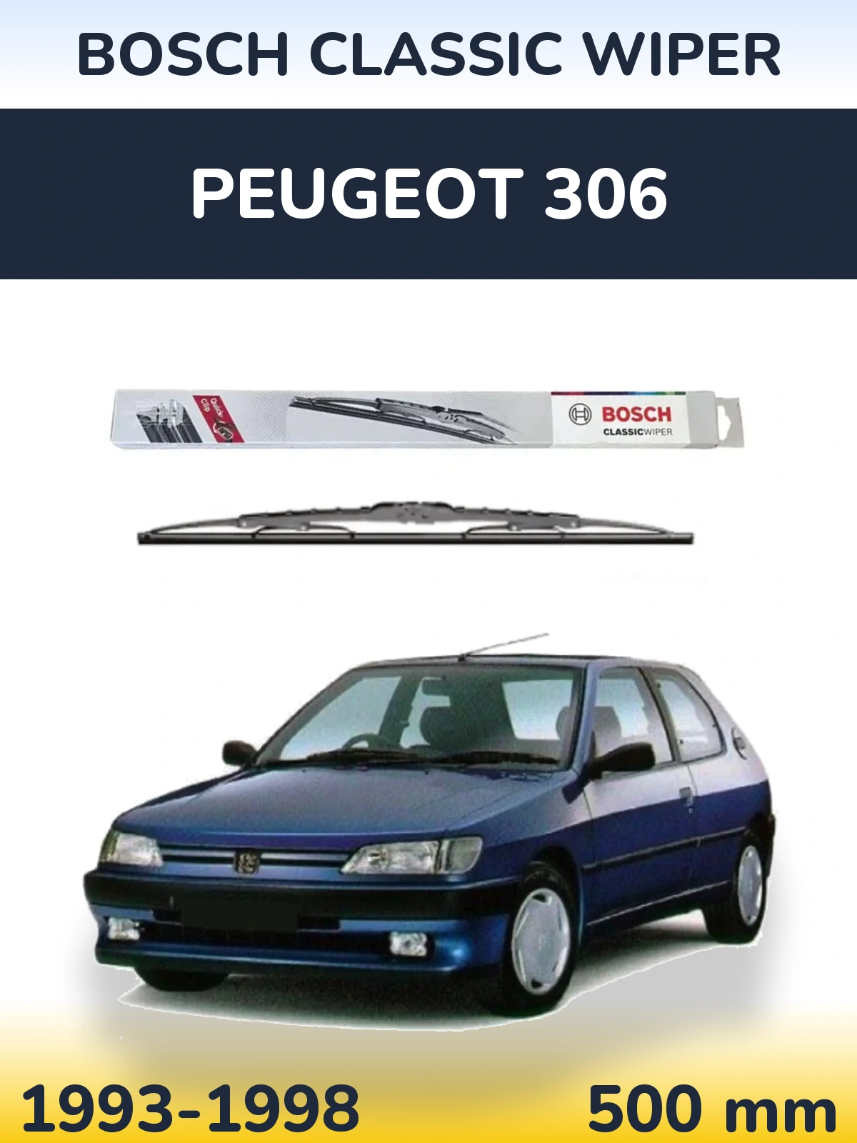 Tylna wycieraczka BOSCH Classic Wiper 500 mm do Peugeot 306 1993-1998