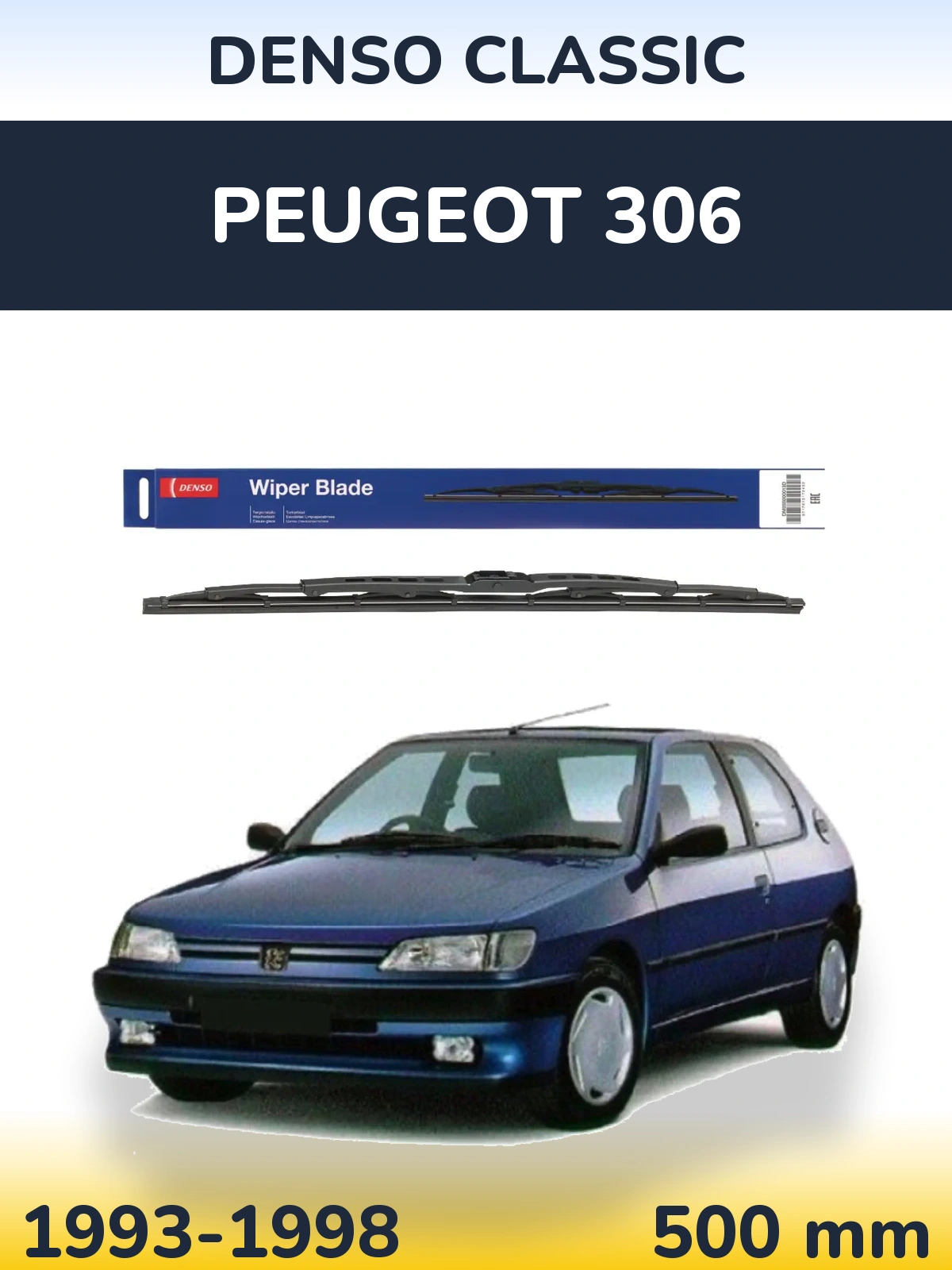 Tylna wycieraczka Denso Classic 500 mm do Peugeot 306 1993-1998