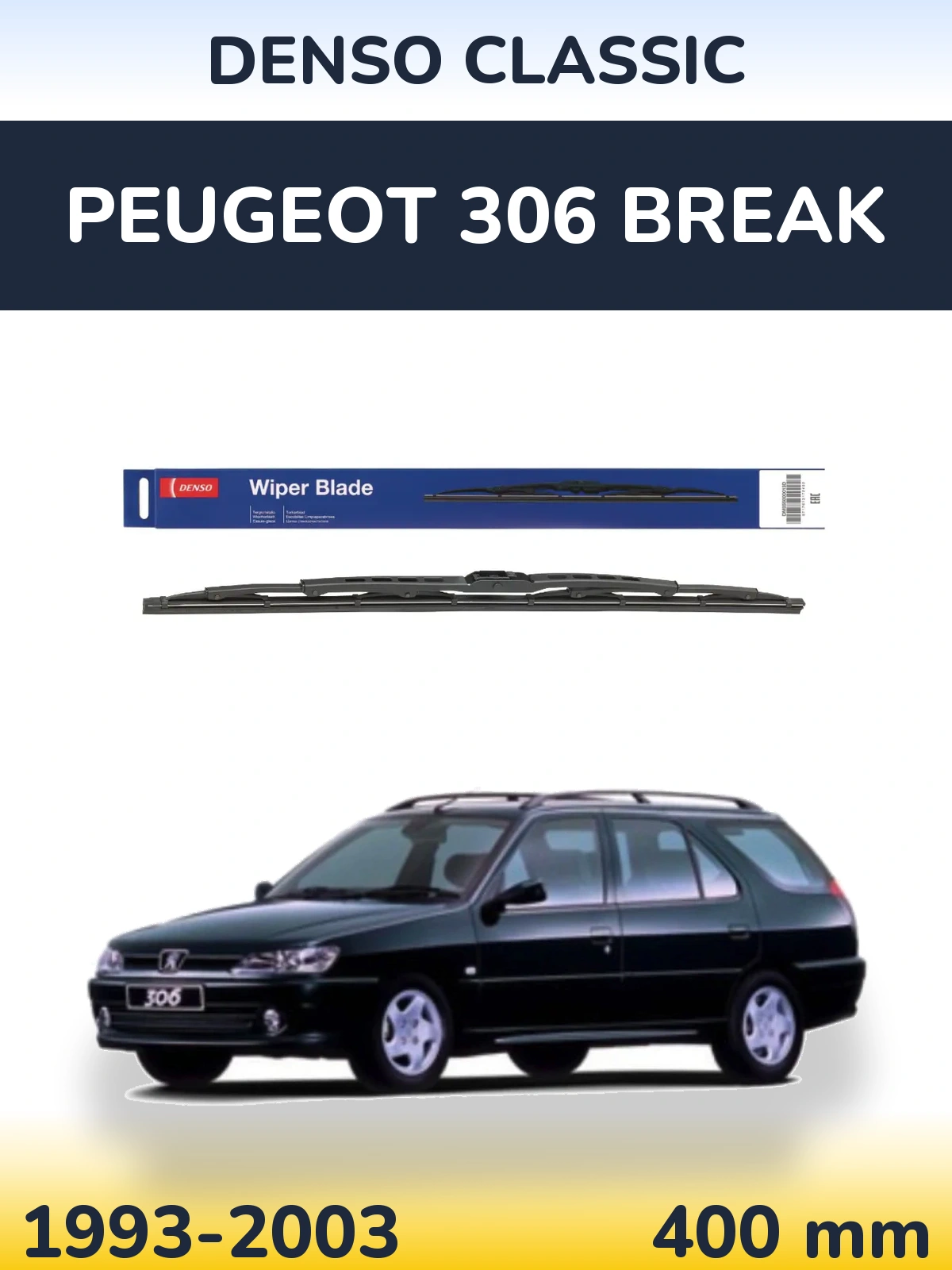 Tylna wycieraczka Denso Classic 400 mm do Peugeot 306 Break 1993-2003