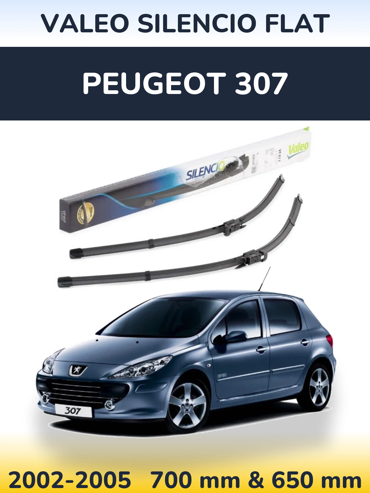 Комплект передних дворников Valeo Silencio Flat 700 & 650 мм для Peugeot 307 2002-2005