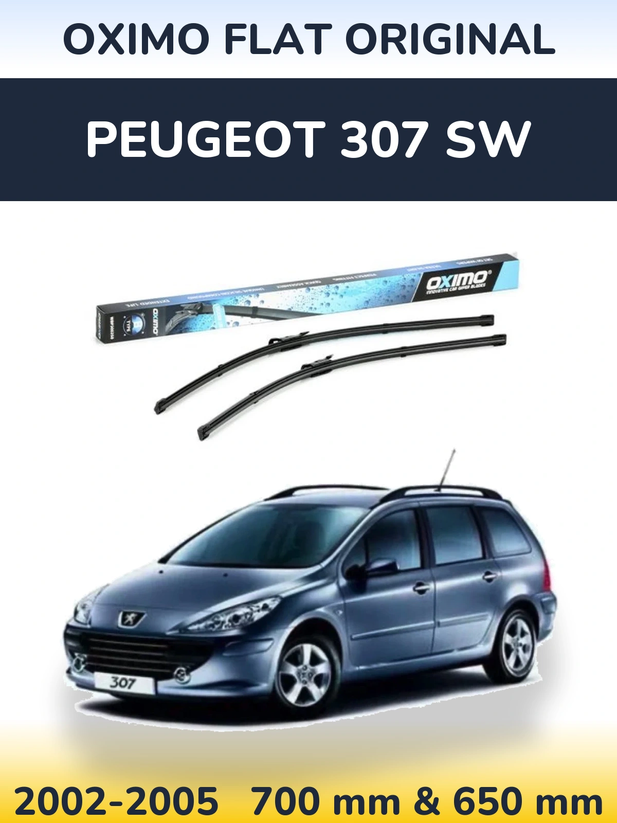 Комплект передних дворников Oximo Flat Original 700 & 650 мм для Peugeot 307 SW 2002-2005