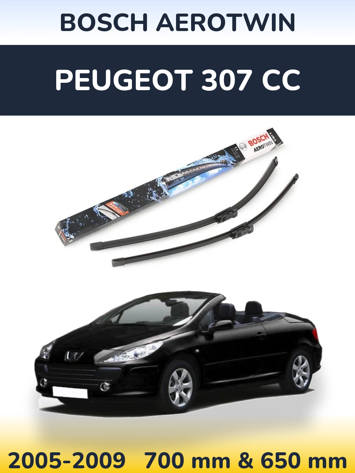 Komplet przednich wycieraczek BOSCH AeroTwin 700 & 650 mm do Peugeot 307 CC 2005-2009