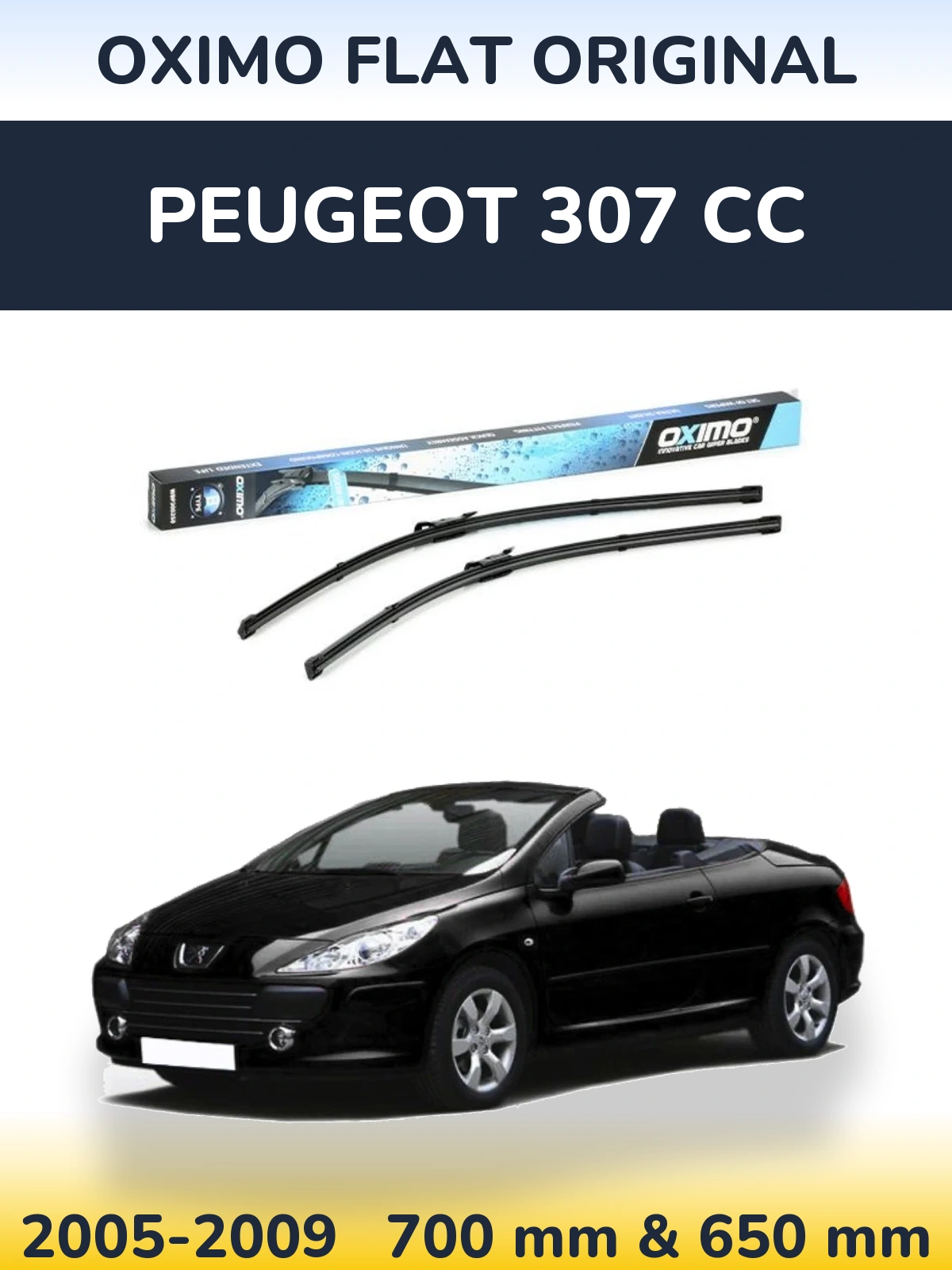 Комплект передних дворников Oximo Flat Original 700 & 650 мм для Peugeot 307 CC 2005-2009