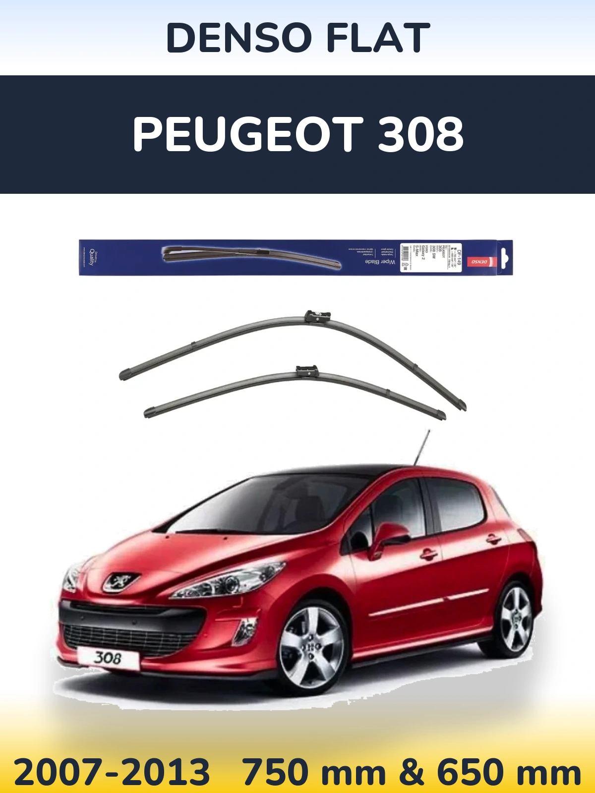 Komplet przednich wycieraczek Denso Flat 750 & 650 mm do Peugeot 308 2007-2013