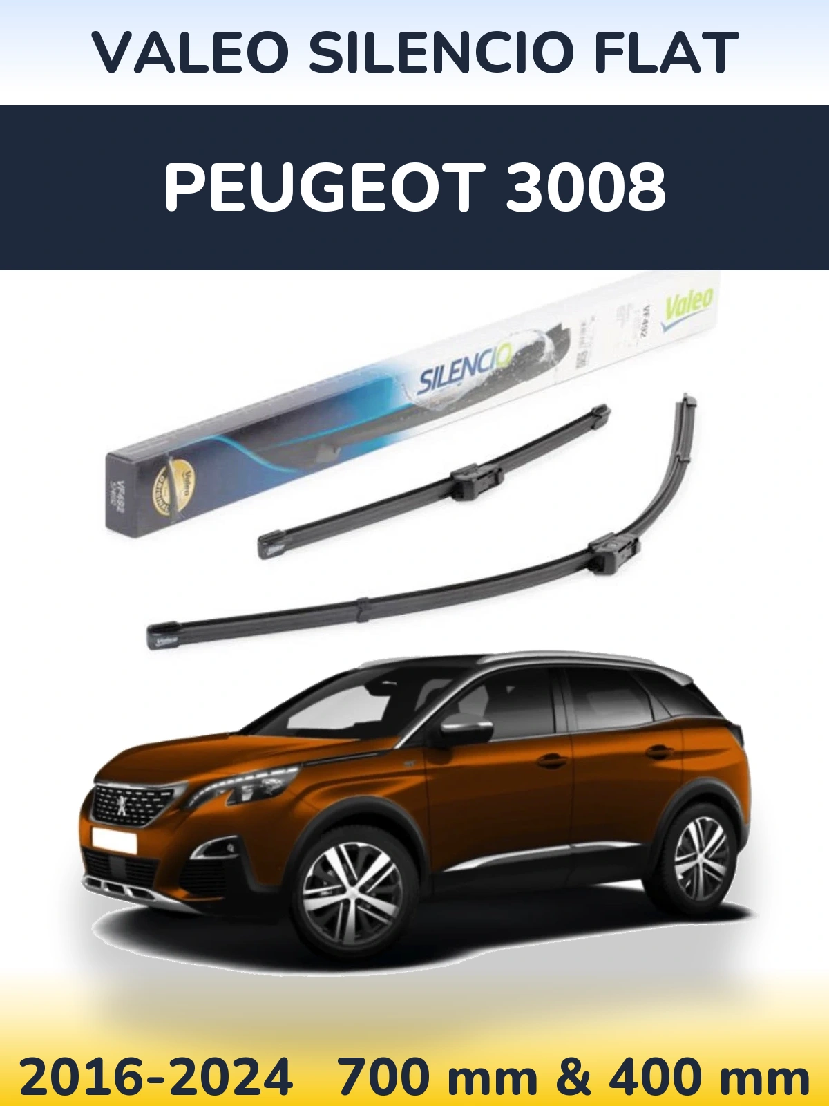 Комплект передних дворников Valeo Silencio Flat 700 & 400 мм для Peugeot 3008 2016-2024
