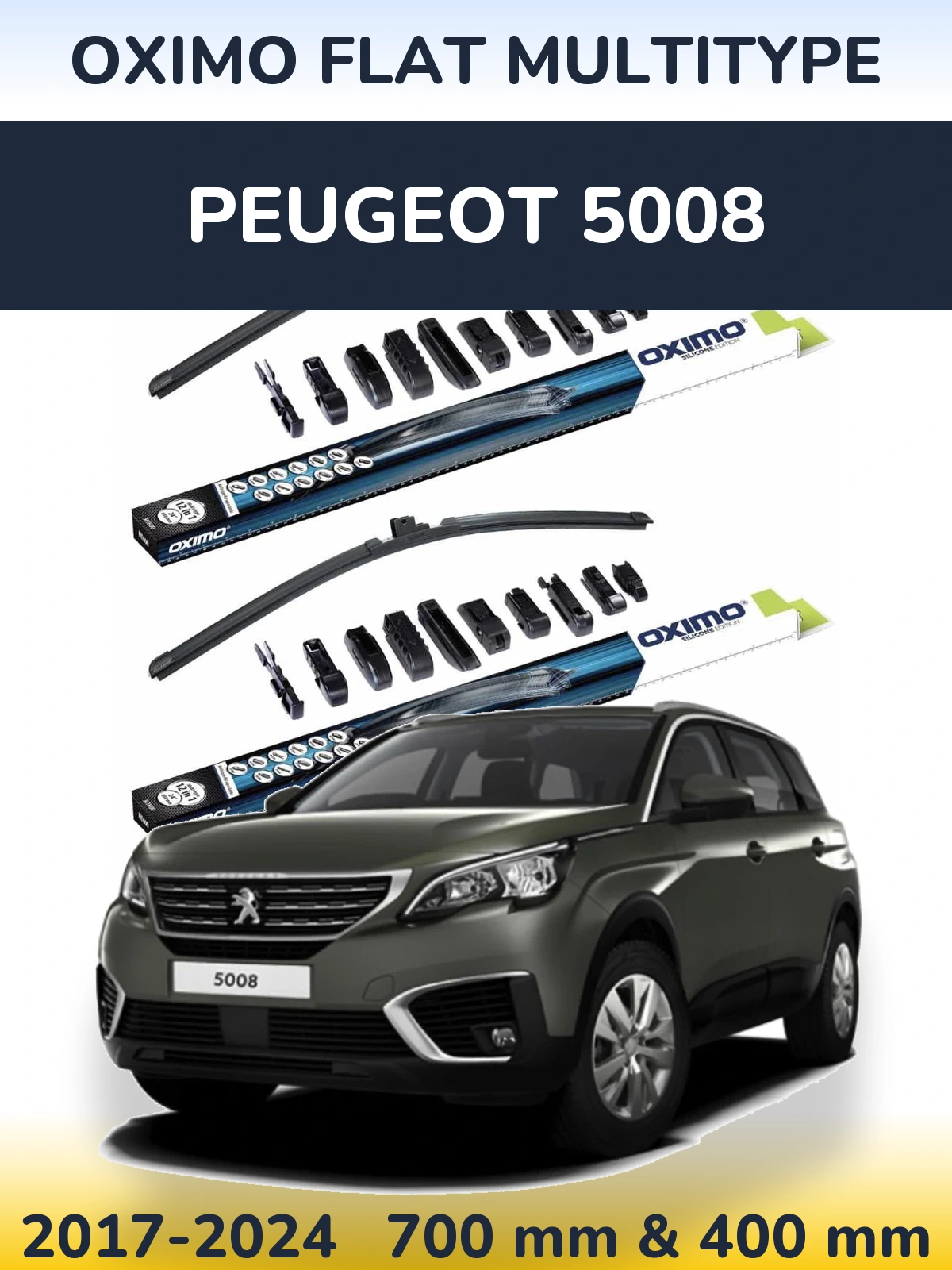 Комплект передних дворников Oximo Flat MultiТипe 700 & 400 мм для Peugeot 5008 2017-2024