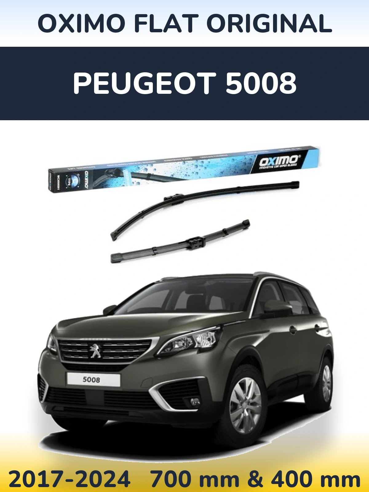 Front wiper blade set Oximo Flat Original 700 & 400 mm for Peugeot 5008 2017-2024