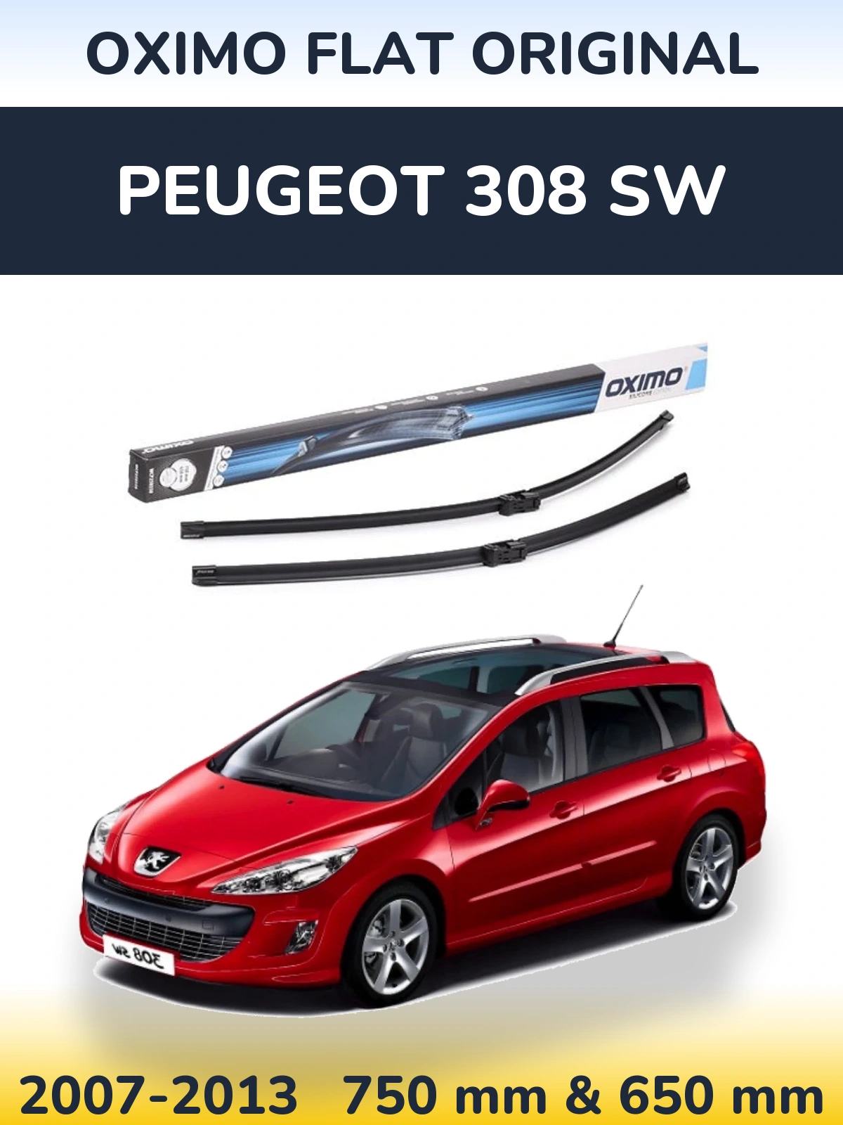 Комплект передних дворников Oximo Flat Original 750 & 650 мм для Peugeot 308 SW 2007-2013