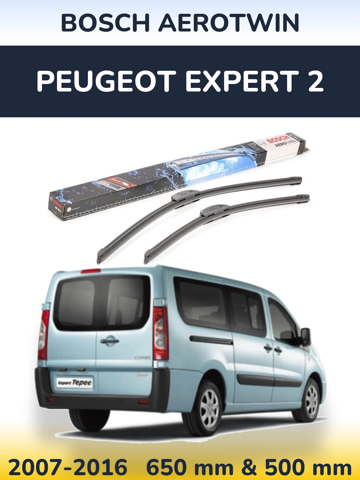 Комплект передних дворников BOSCH AeroTwin 650 & 500 мм для Peugeot Expert 2 2007-2016
