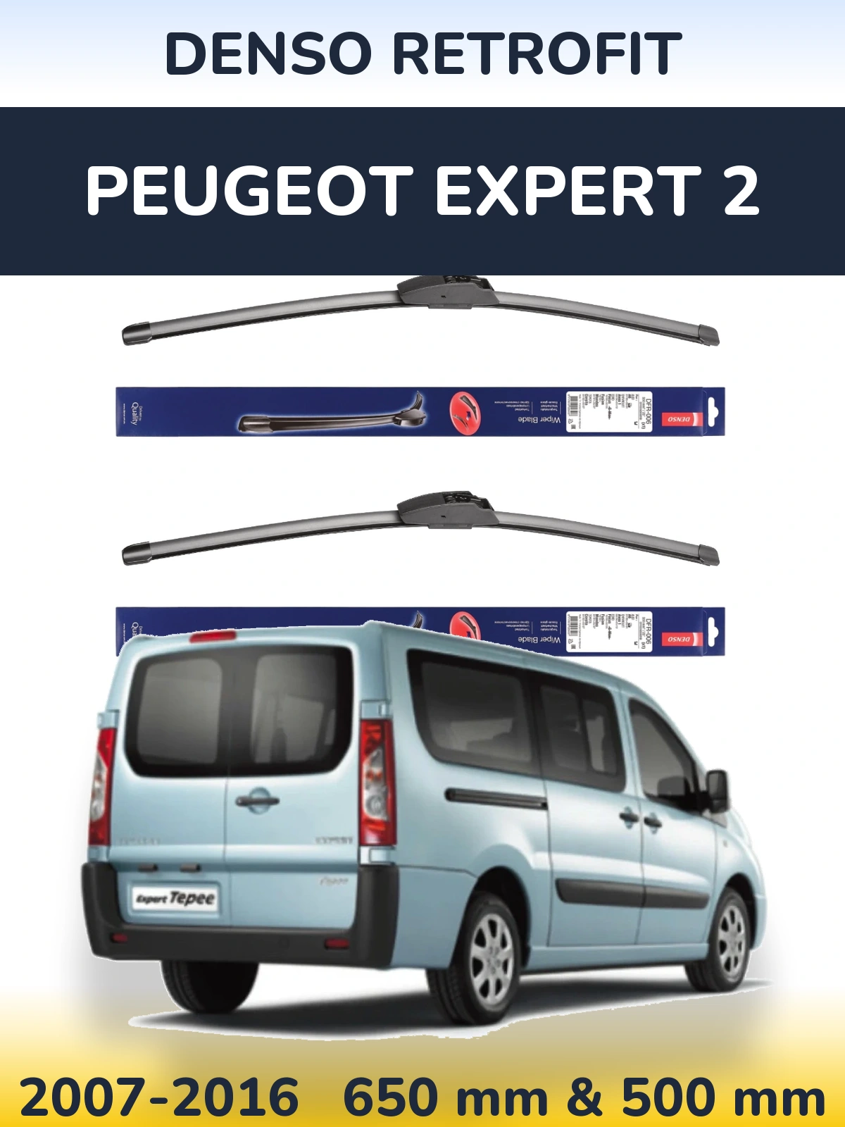 Комплект передних дворников Denso Retrofit 650 & 500 мм для Peugeot Expert 2 2007-2016