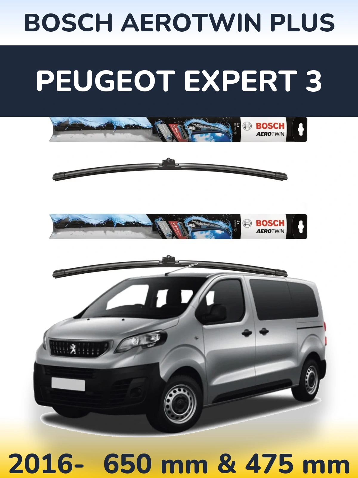 Komplet przednich wycieraczek BOSCH AeroTwin Plus 650 & 475 mm do Peugeot Expert 3 2016-2026