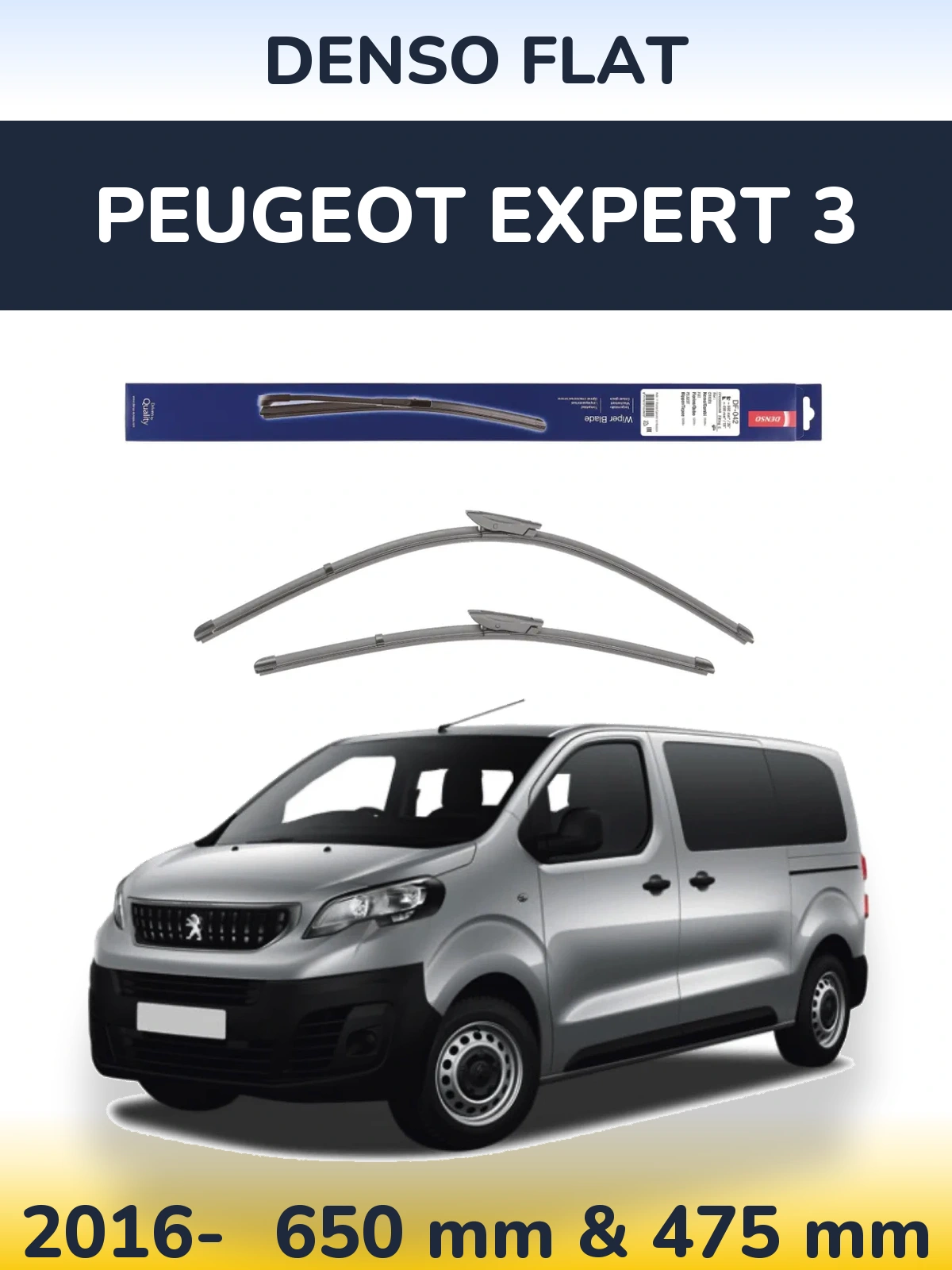 Komplet przednich wycieraczek Denso Flat 650 & 450 mm do Peugeot Expert 3 2016-2026