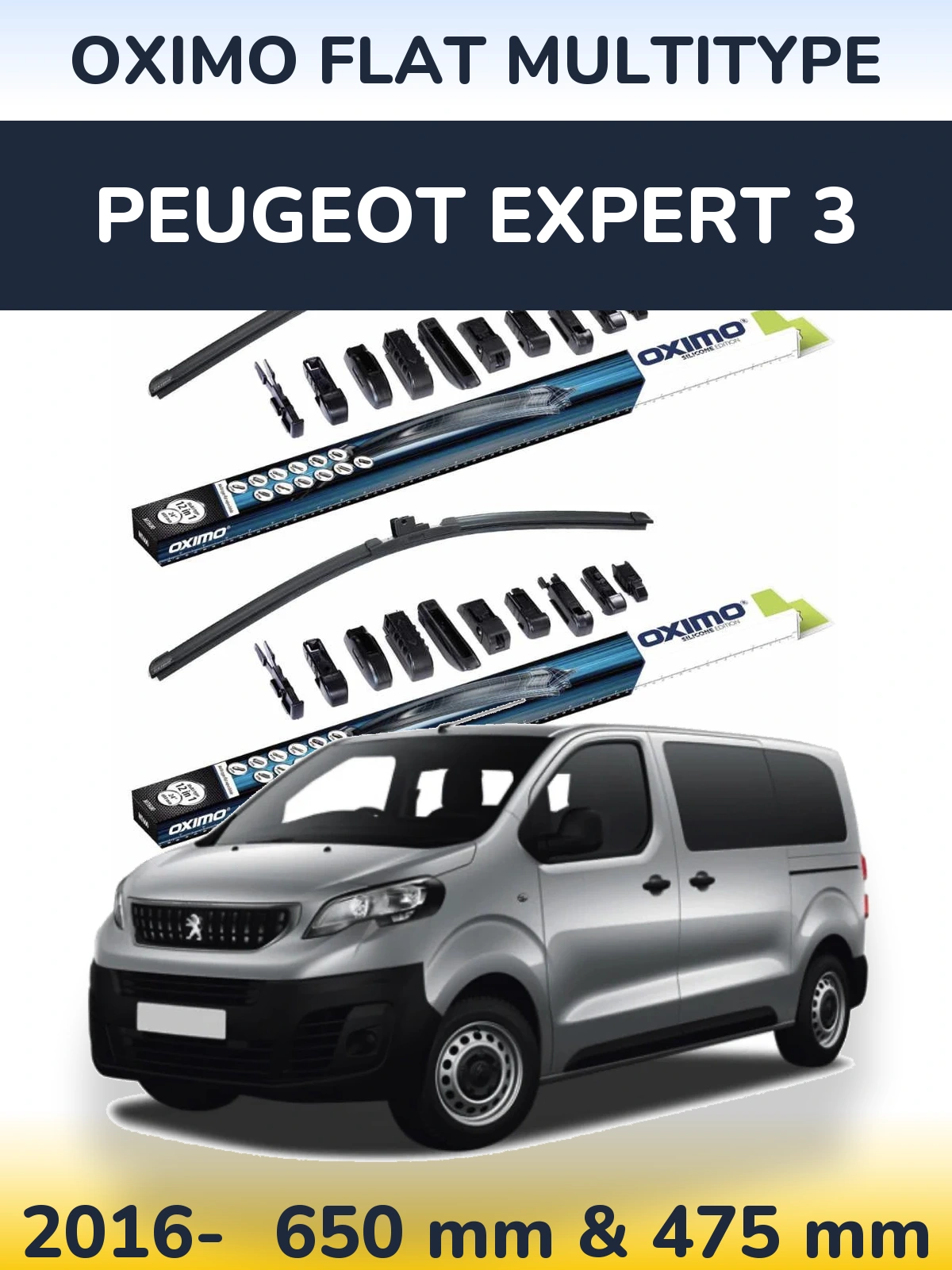 Komplet przednich wycieraczek Oximo Flat MultiType 650 & 475 mm do Peugeot Expert 3 2016-2026
