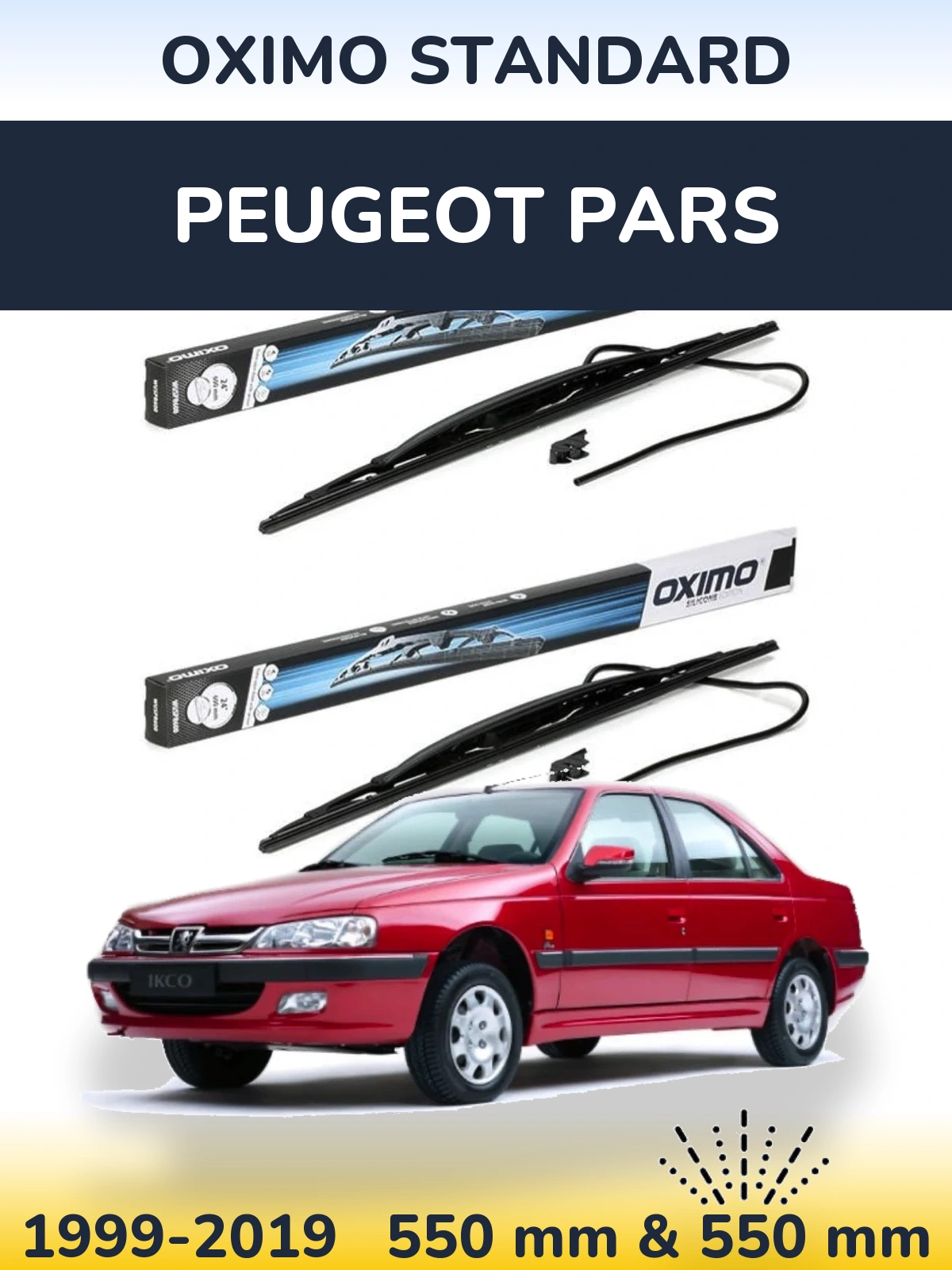 Front wiper blade set Oximo Standard 550 & 550 mm for Peugeot Pars 1999-2019