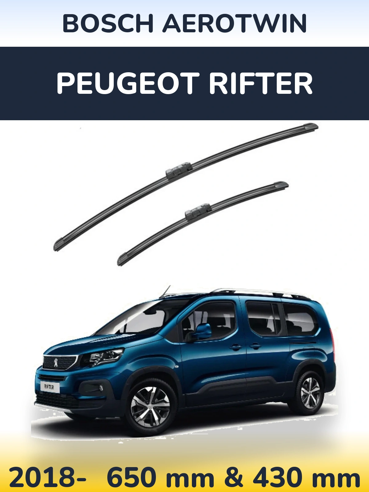 Komplet przednich wycieraczek BOSCH AeroTwin 650 & 430 mm do Peugeot Rifter 2018-2026