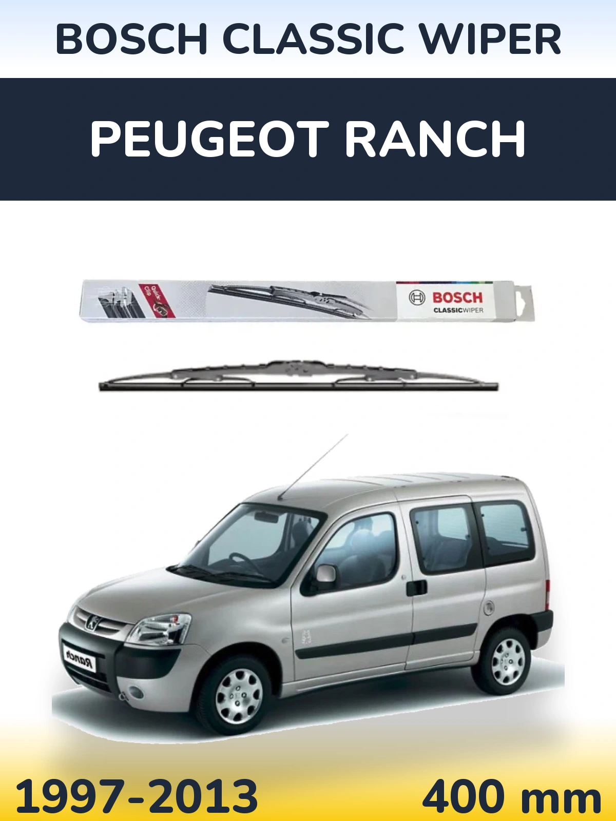 Tylna wycieraczka BOSCH Classic Wiper 400 mm do Peugeot Ranch 1997-2013