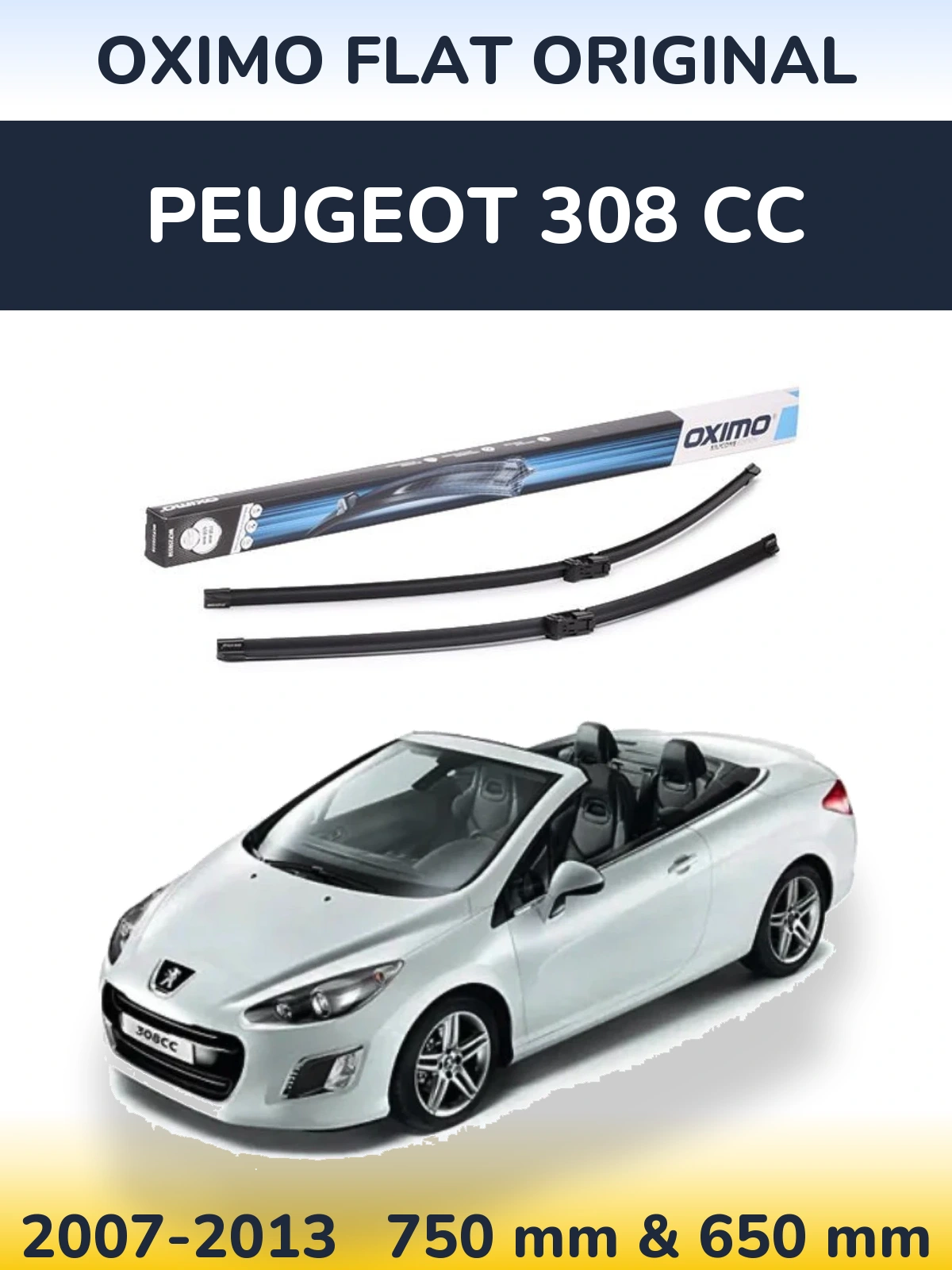 Комплект передних дворников Oximo Flat Original 750 & 650 мм для Peugeot 308 CC 2007-2013