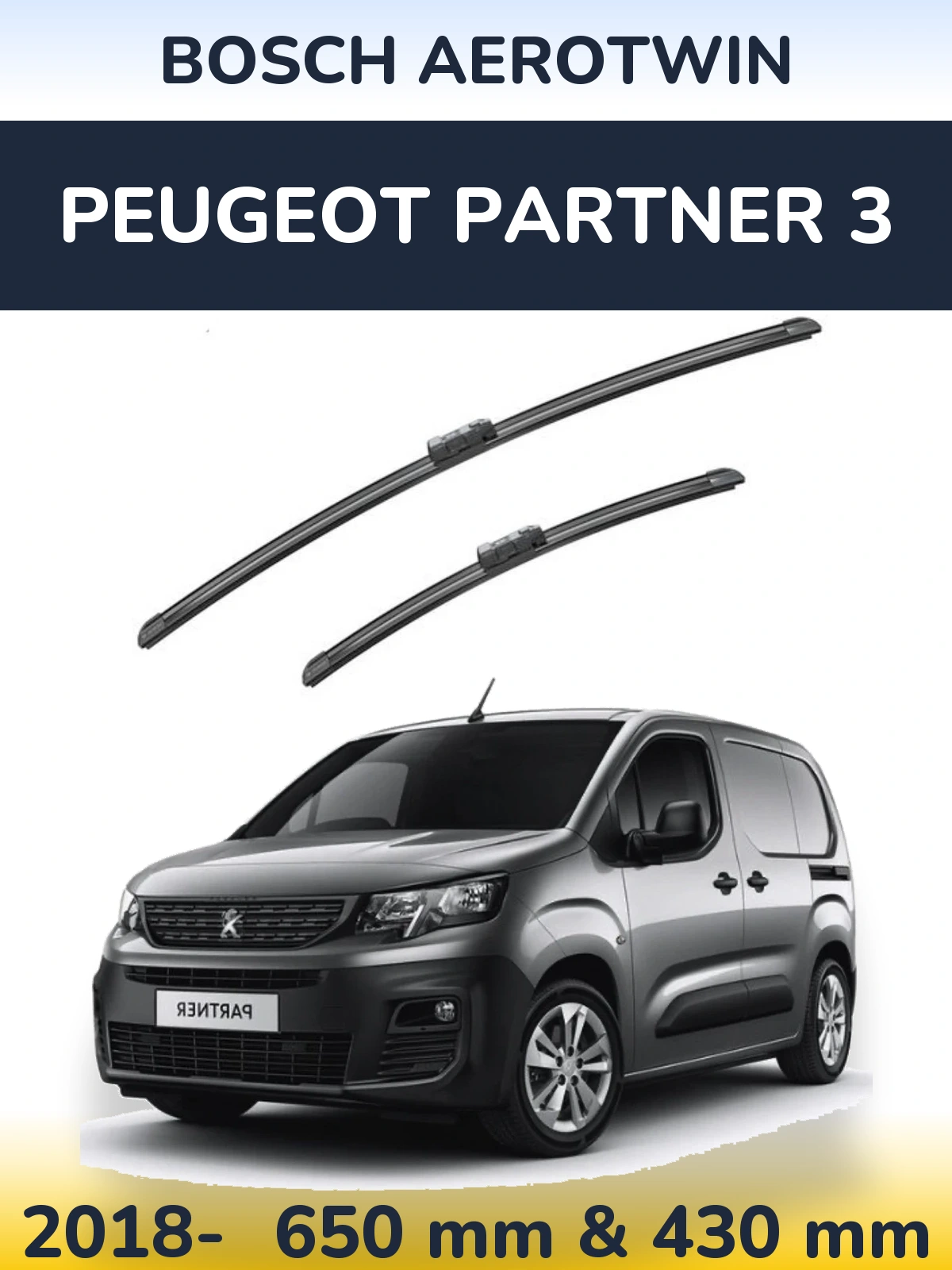 Komplet przednich wycieraczek BOSCH AeroTwin 650 & 430 mm do Peugeot Partner 3 2018-2026
