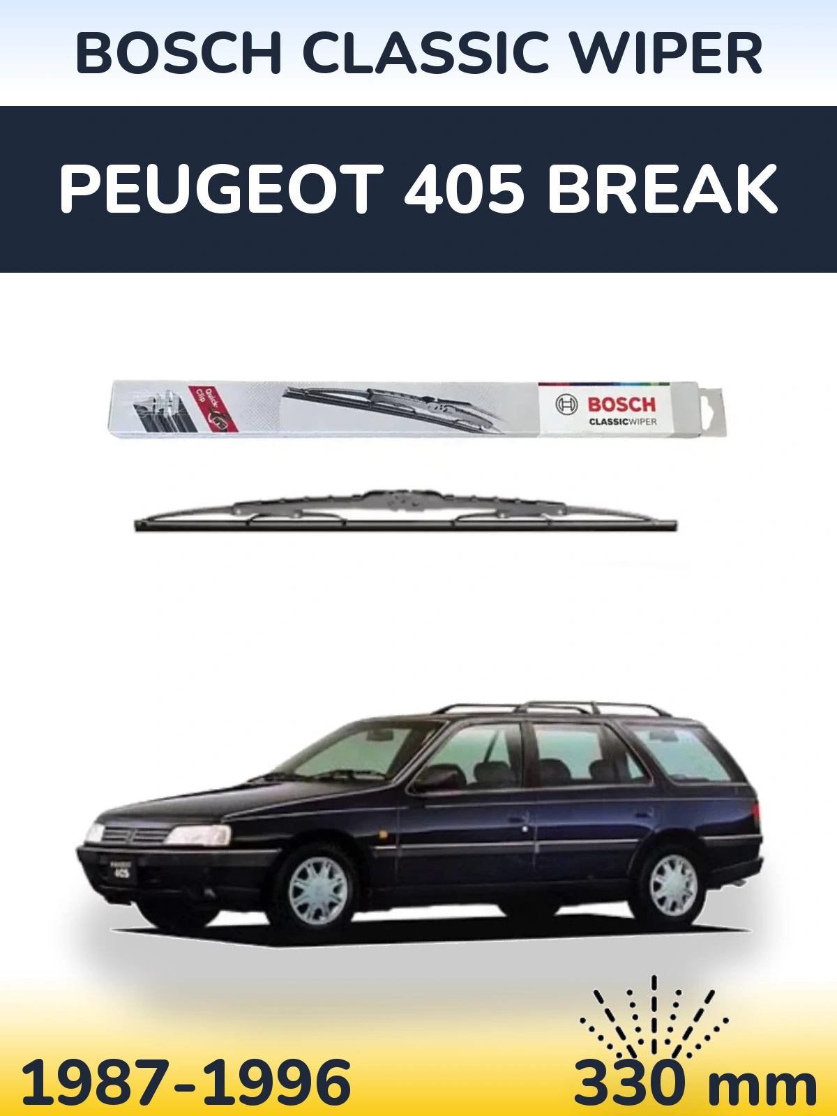 Tylna wycieraczka BOSCH Classic Wiper 340 mm do Peugeot 405 Break 1987-1996
