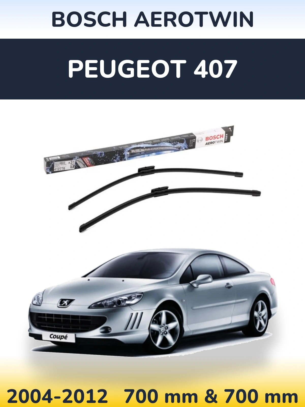 Komplet przednich wycieraczek BOSCH AeroTwin 700 & 700 mm do Peugeot 407 2004-2012