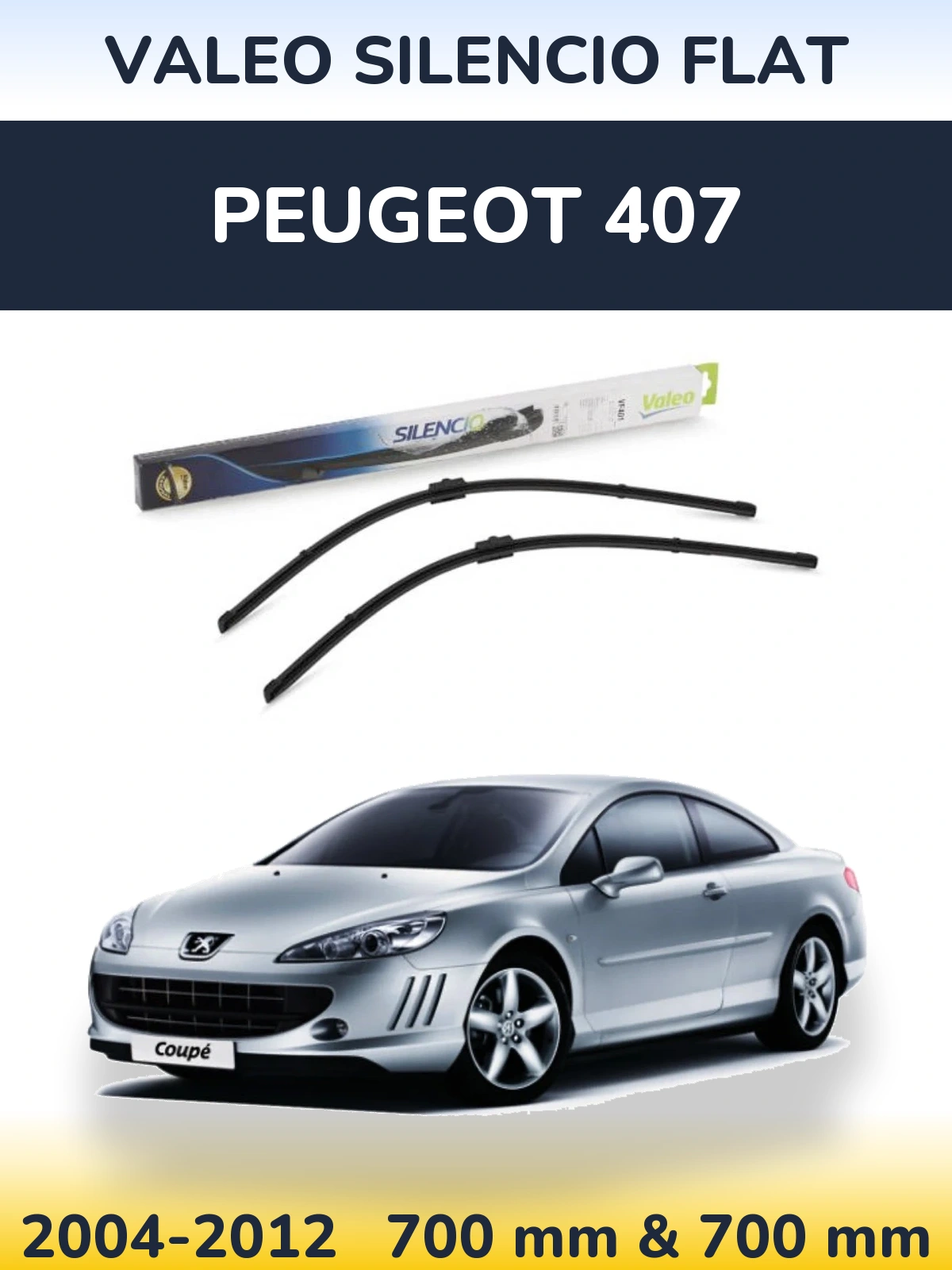 Комплект передних дворников Valeo Silencio Flat 700 & 700 мм для Peugeot 407 2004-2012