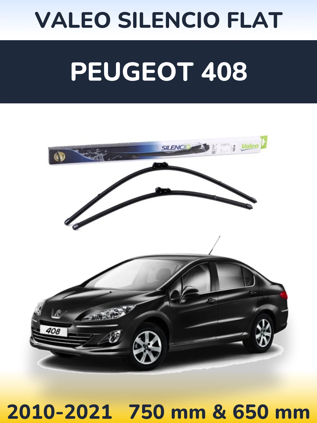 Komplet przednich wycieraczek Valeo Silencio Flat 750 & 650 mm do Peugeot 408 2010-2021