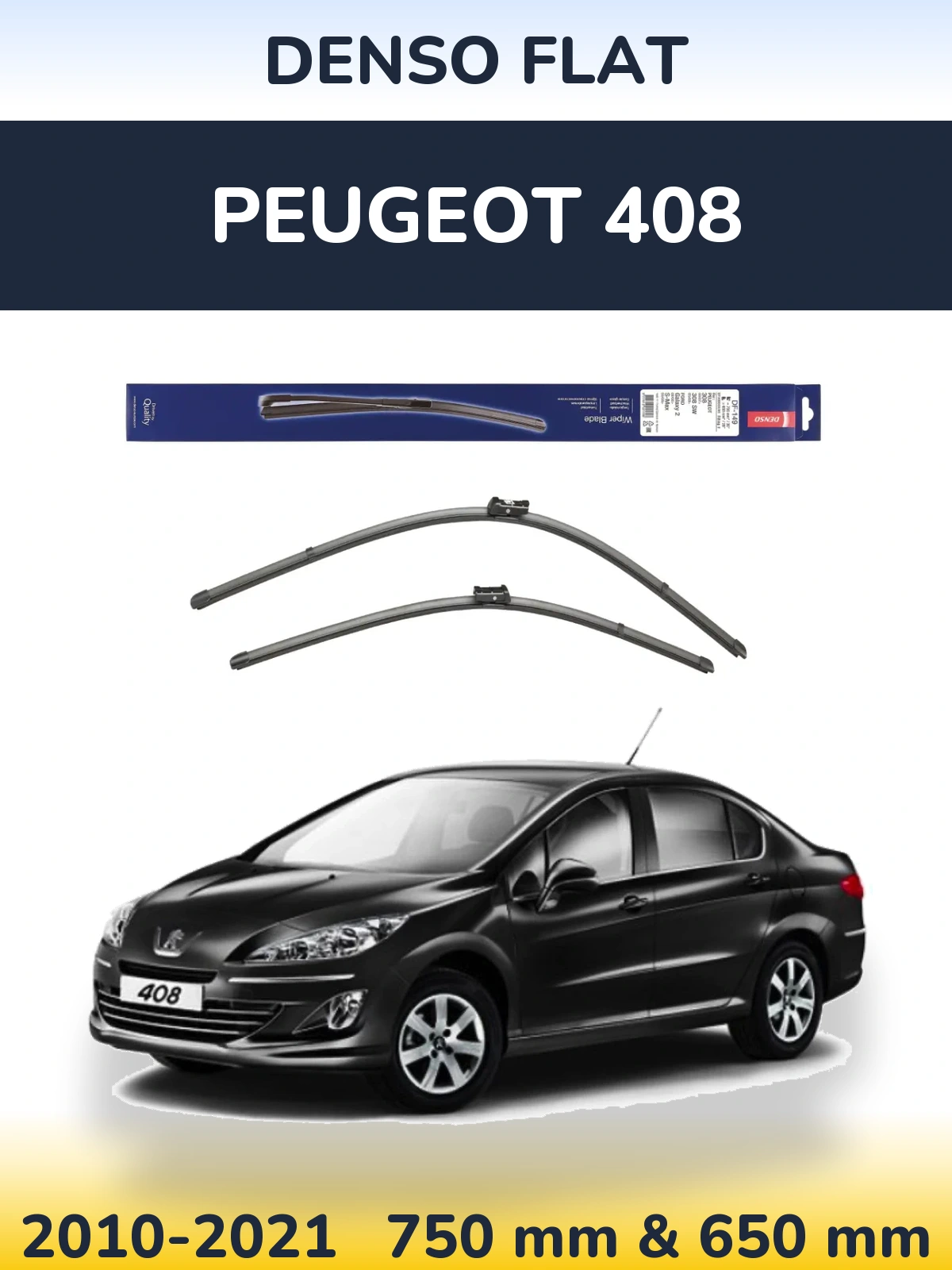 Komplet przednich wycieraczek Denso Flat 750 & 650 mm do Peugeot 408 2010-2021