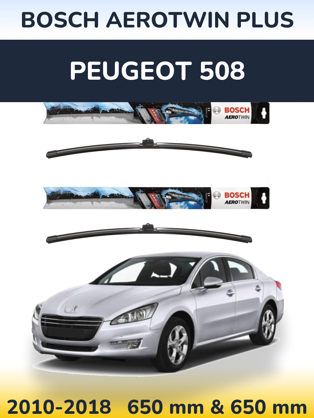 Komplet przednich wycieraczek BOSCH AeroTwin Plus 650 & 650 mm do Peugeot 508 2010-2018