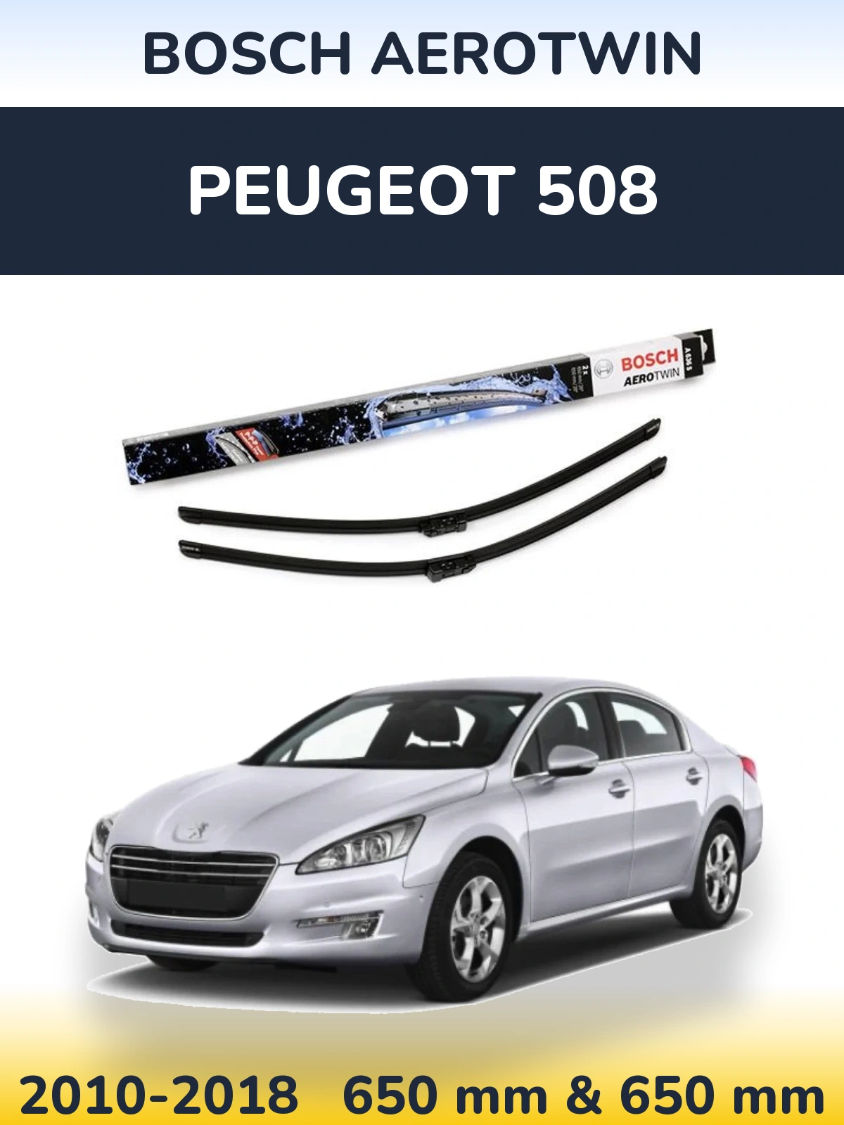 Komplet przednich wycieraczek BOSCH AeroTwin 650 & 650 mm do Peugeot 508 2010-2018