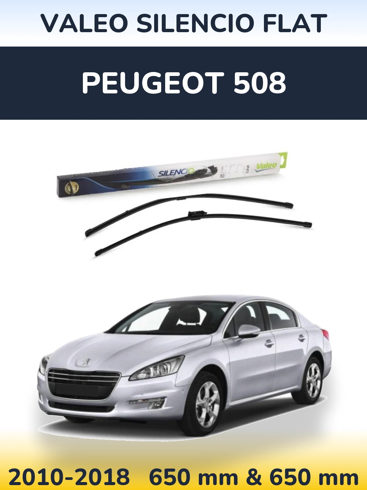 Комплект передних дворников Valeo Silencio Flat 650 & 650 мм для Peugeot 508 2010-2018