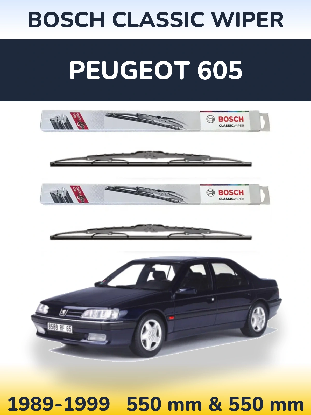 Komplet przednich wycieraczek BOSCH Classic Wiper 550 & 550 mm do Peugeot 605 1989-1999