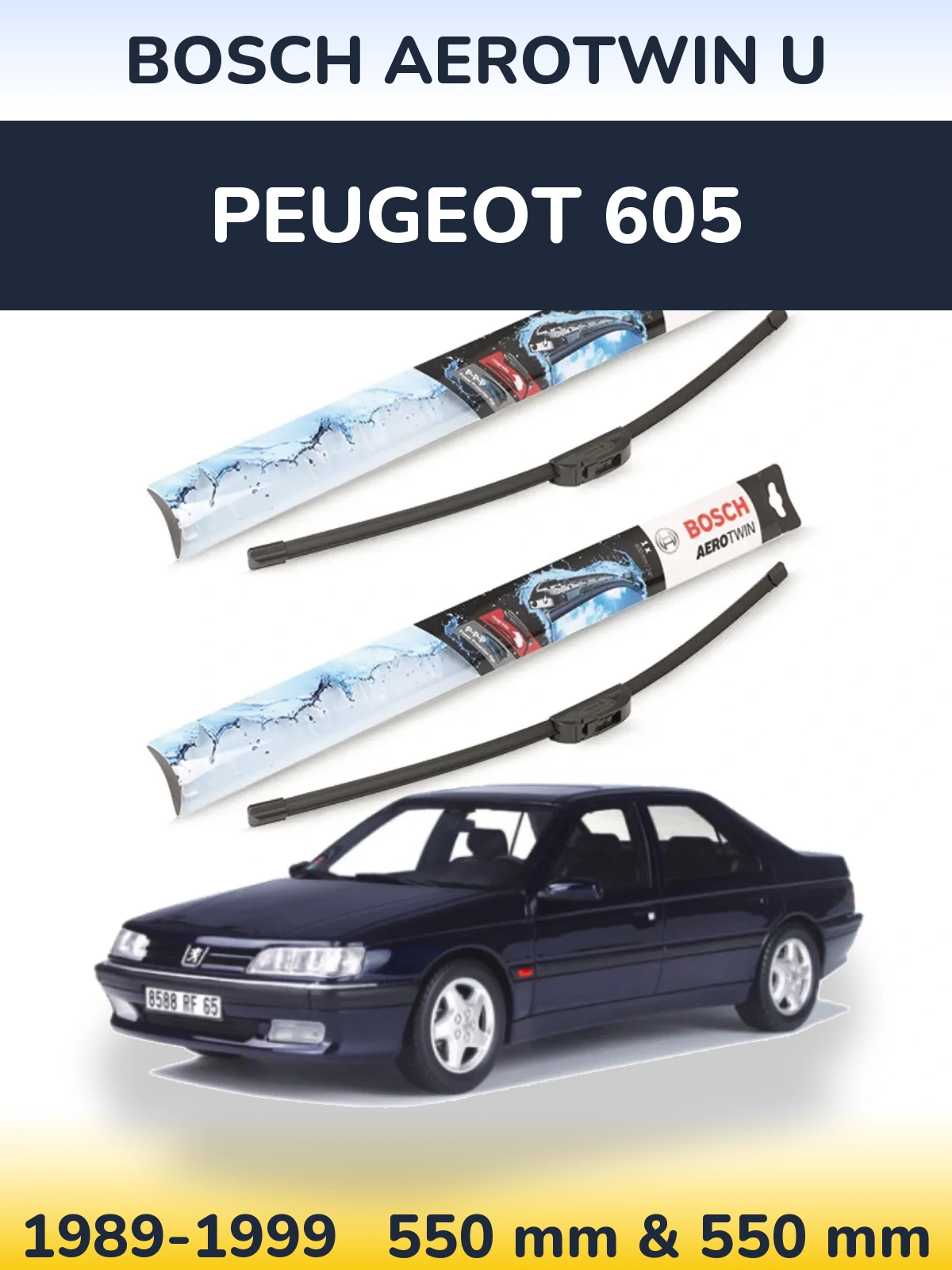 Комплект передних дворников BOSCH AeroTwin U 550 & 550 мм для Peugeot 605 1989-1999