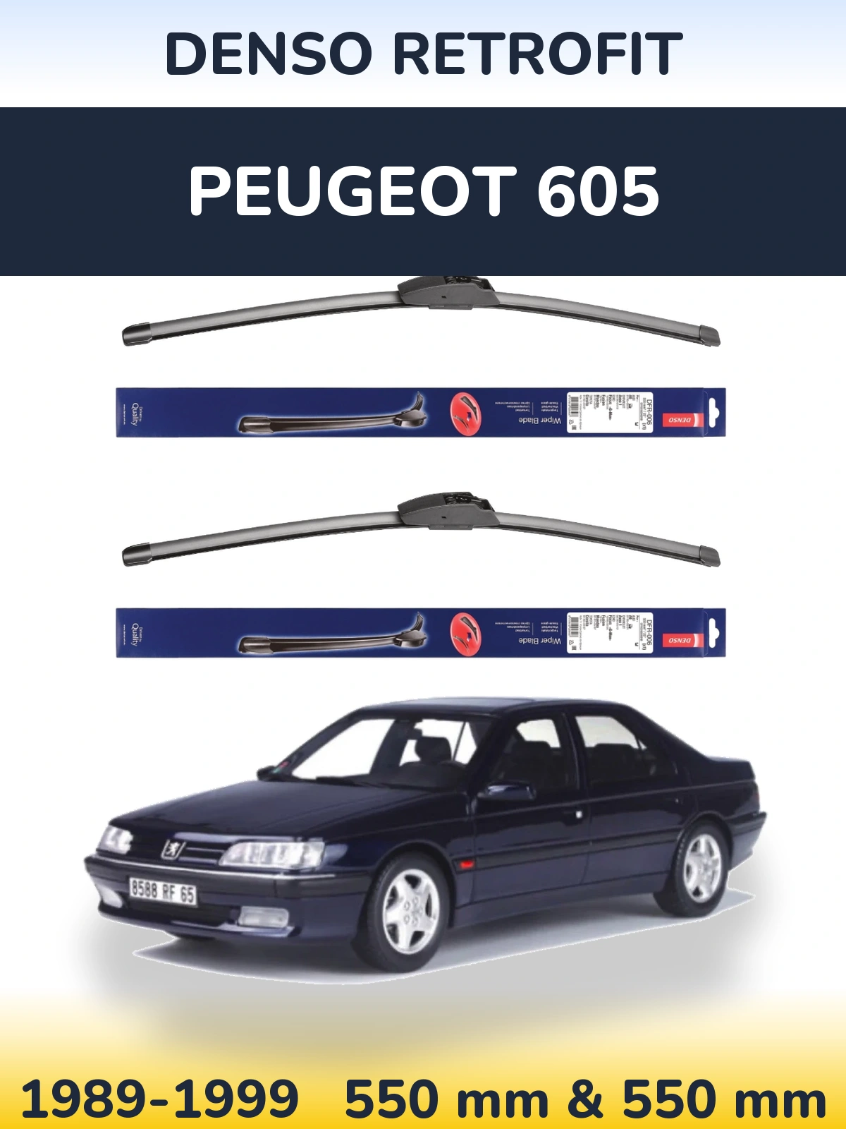 Комплект передних дворников Denso Retrofit 550 & 550 мм для Peugeot 605 1989-1999