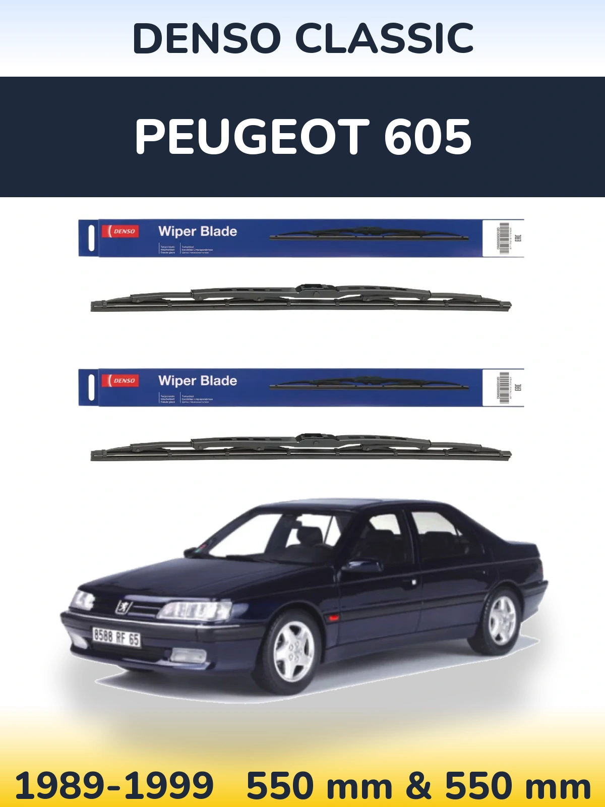 Komplet przednich wycieraczek Denso Classic 550 & 550 mm do Peugeot 605 1989-1999