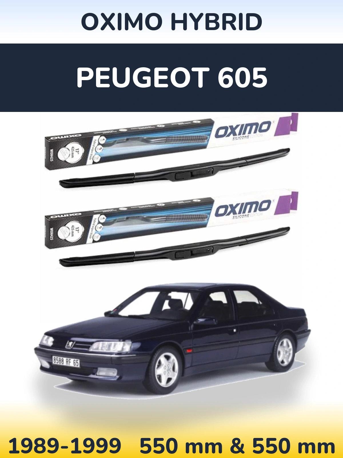 Komplet przednich wycieraczek Oximo Hybrid 550 & 550 mm do Peugeot 605 1989-1999