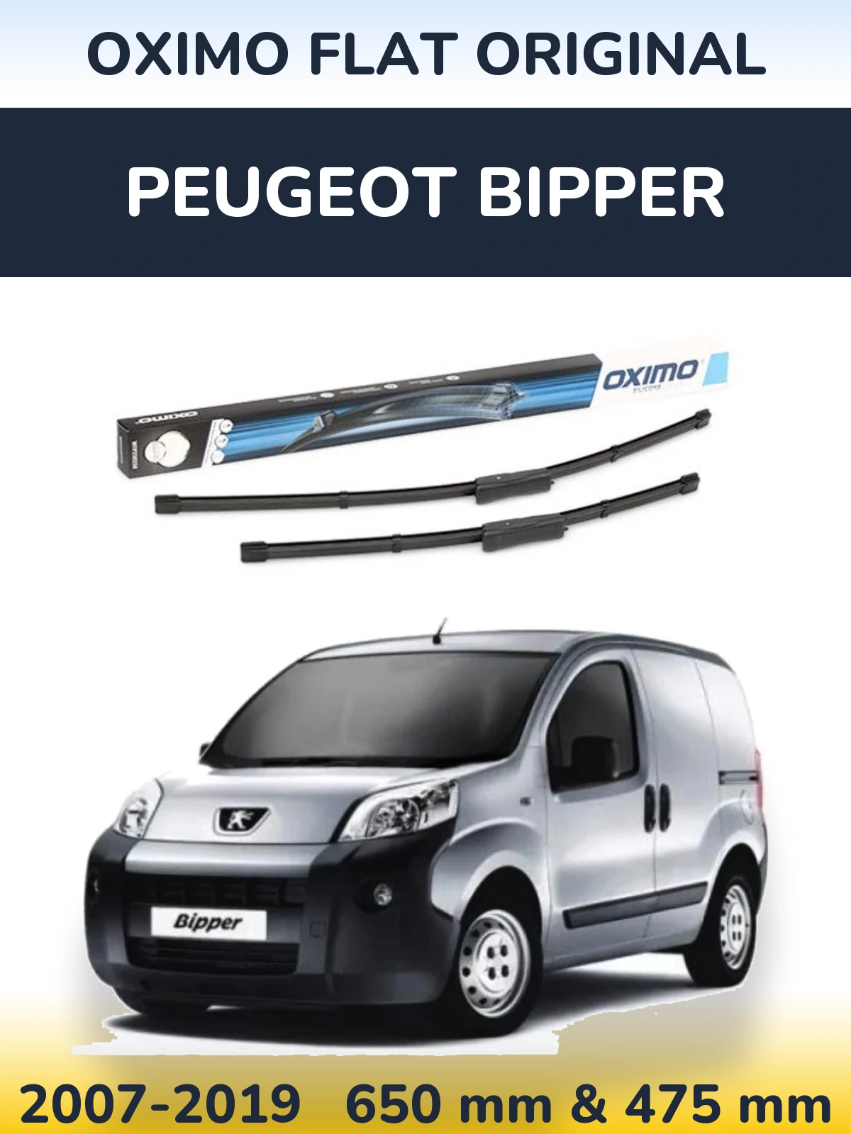 Komplet przednich wycieraczek Oximo Flat Original 650 & 475 mm do Peugeot Bipper 2007-2019